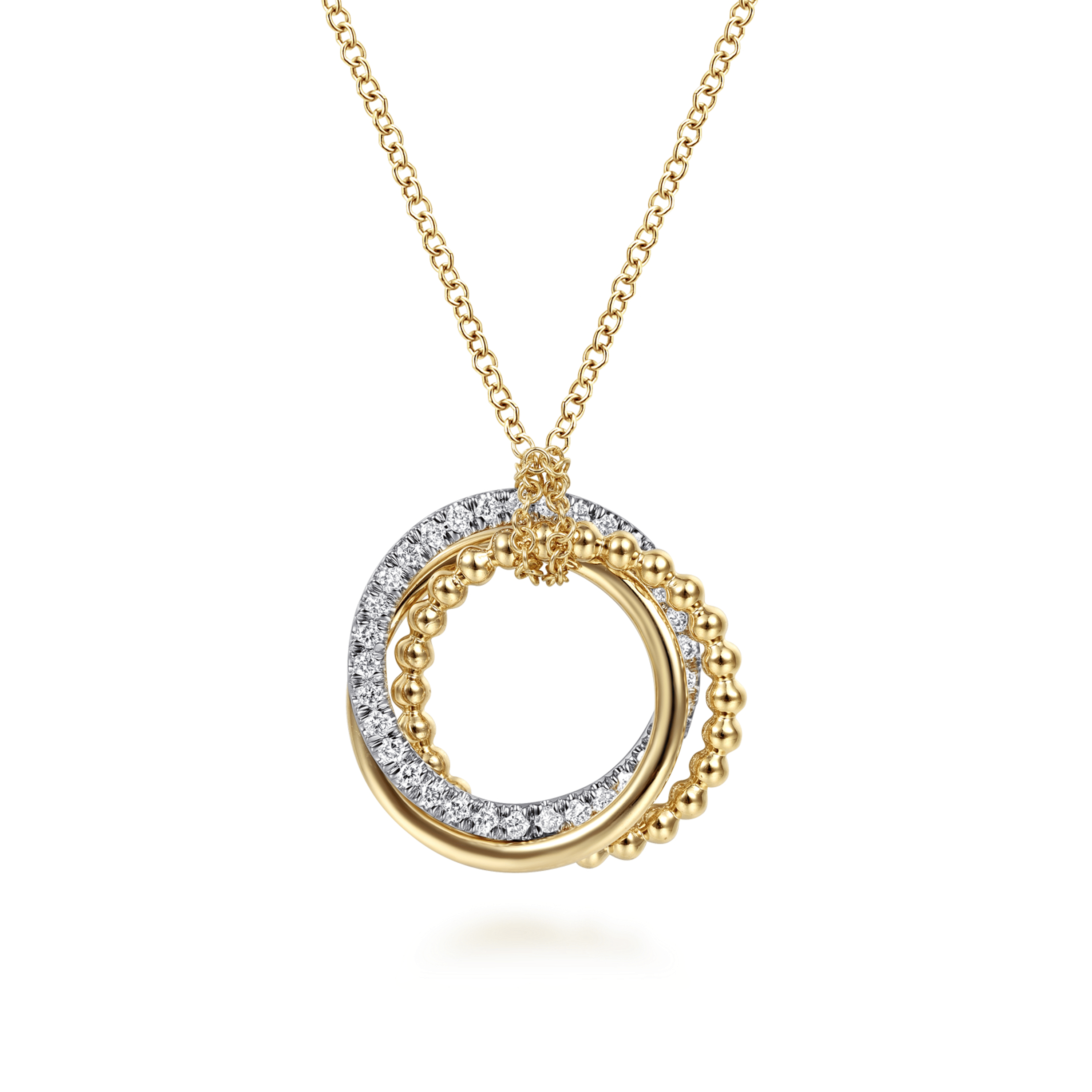 14K White Yellow Gold Diamond Pendant Necklace-Bujukan