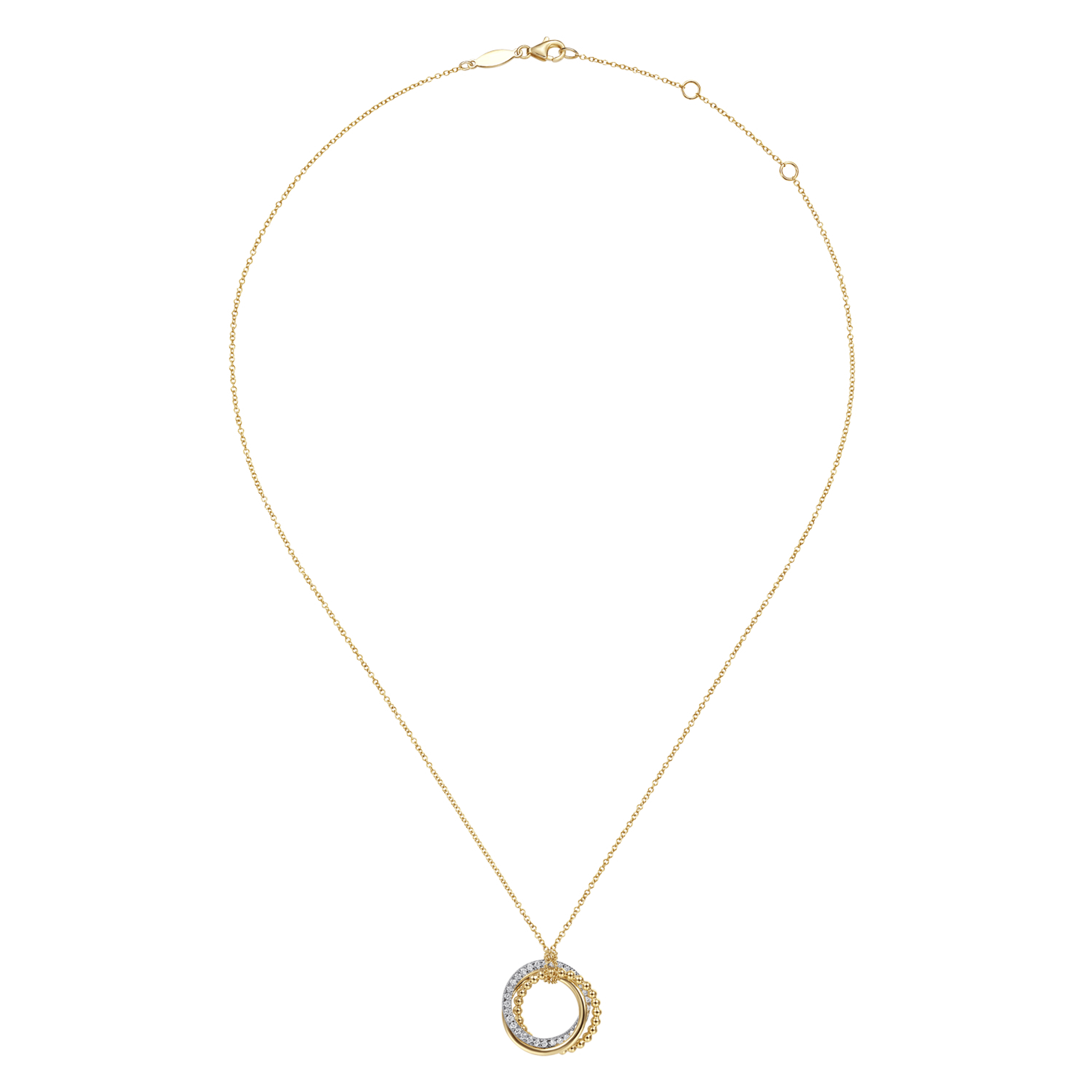14K White Yellow Gold Diamond Pendant Necklace-Bujukan