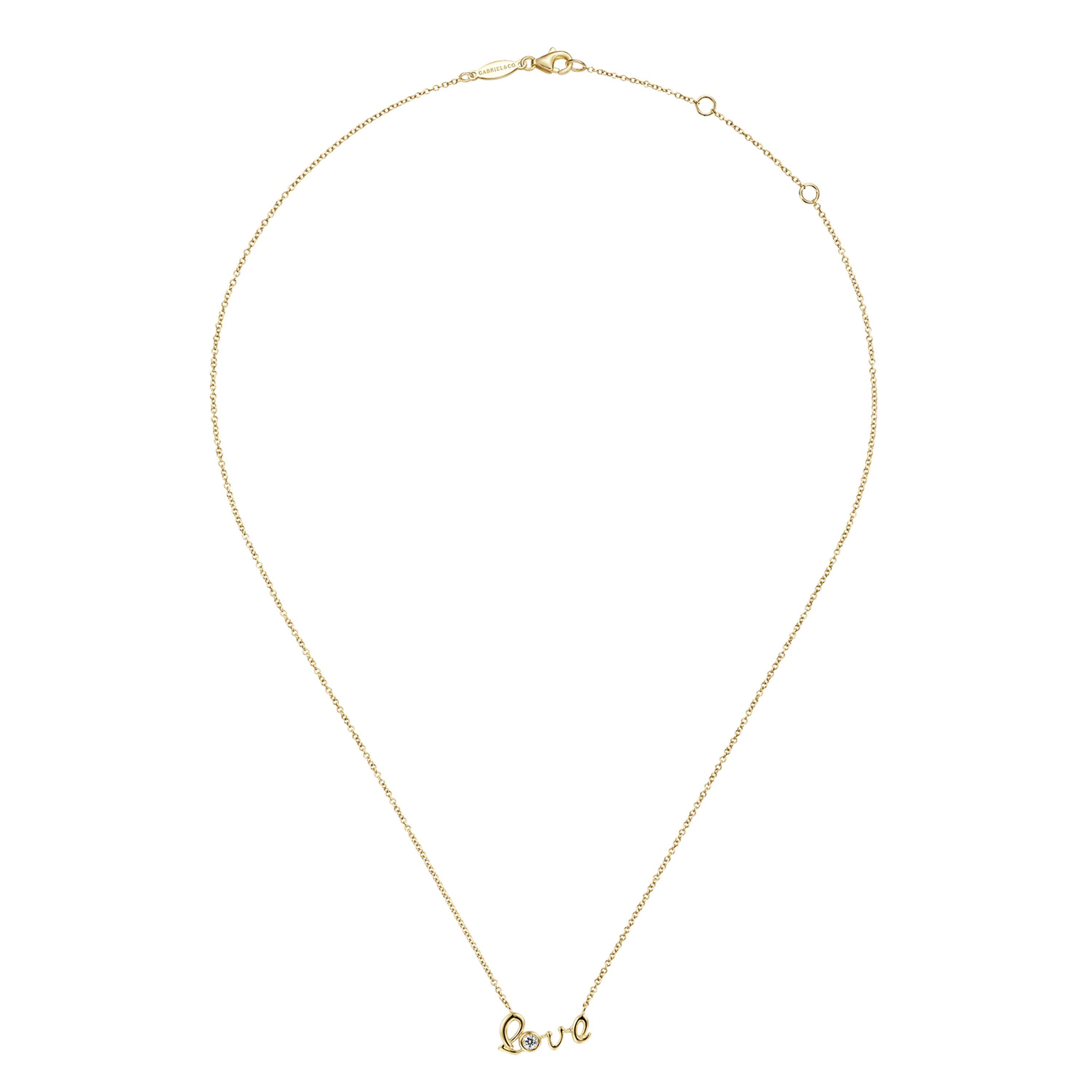 14K Yellow Gold Diamond Love Pendant Necklace