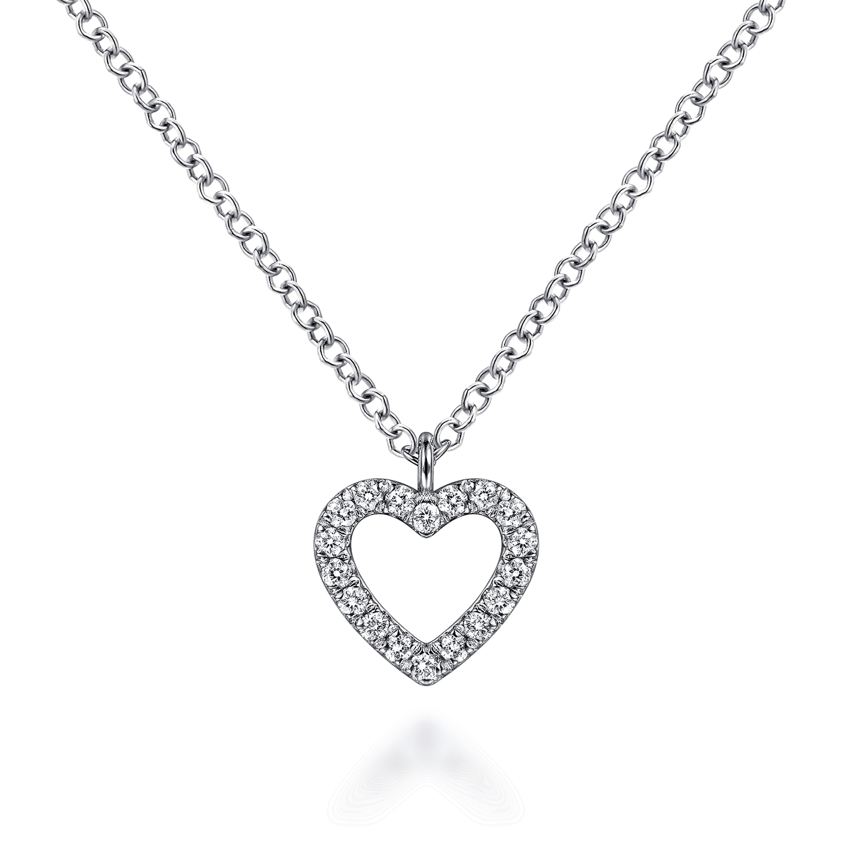 Pendant Necklace Heart 14K White Gold Diamond
