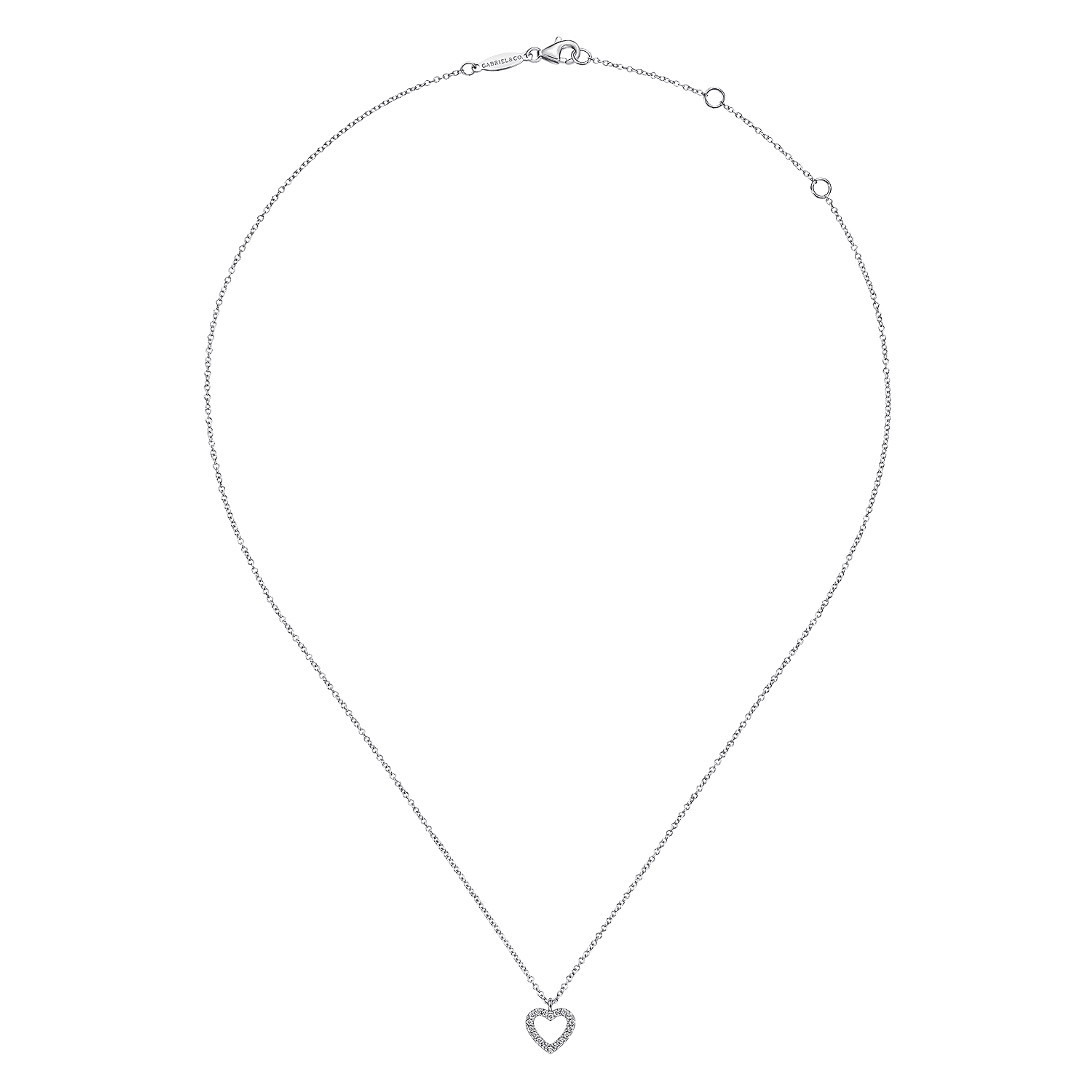 Pendant Necklace Heart 14K White Gold Diamond