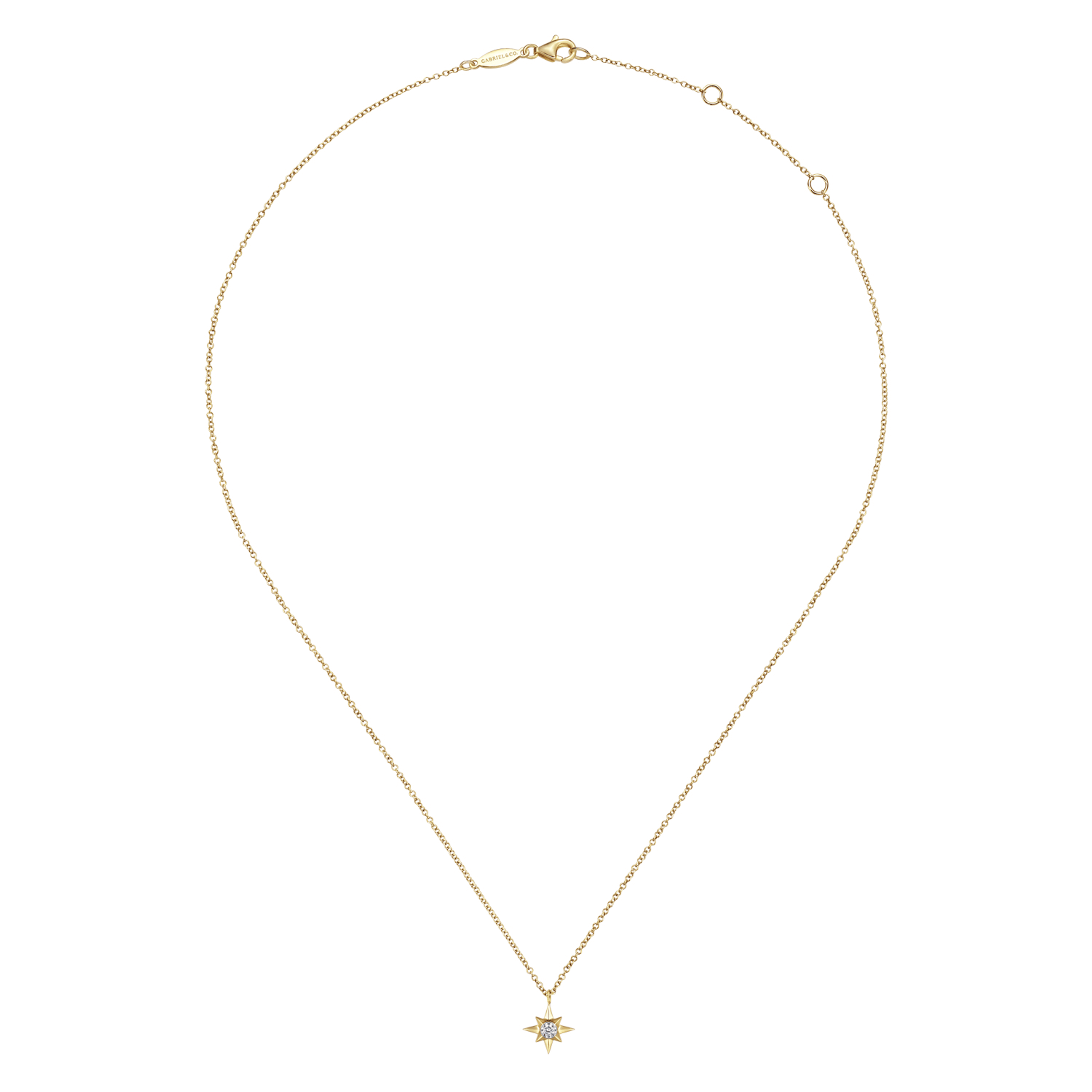 Pendant Necklace Starburst 14K Yellow Gold Diamond