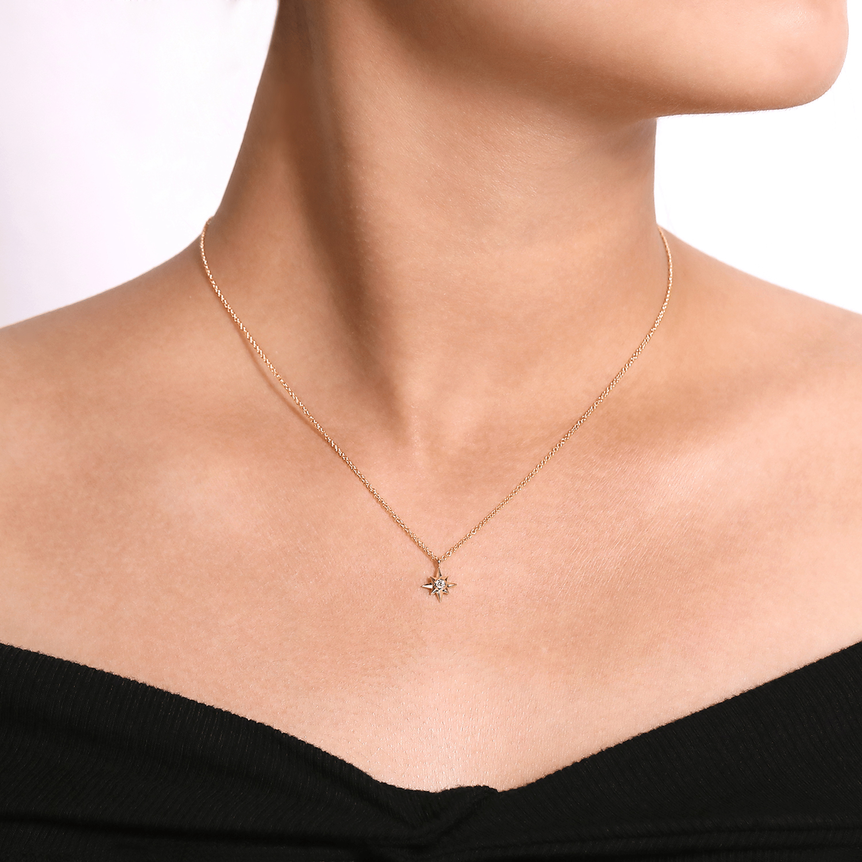 Pendant Necklace Starburst 14K Yellow Gold Diamond