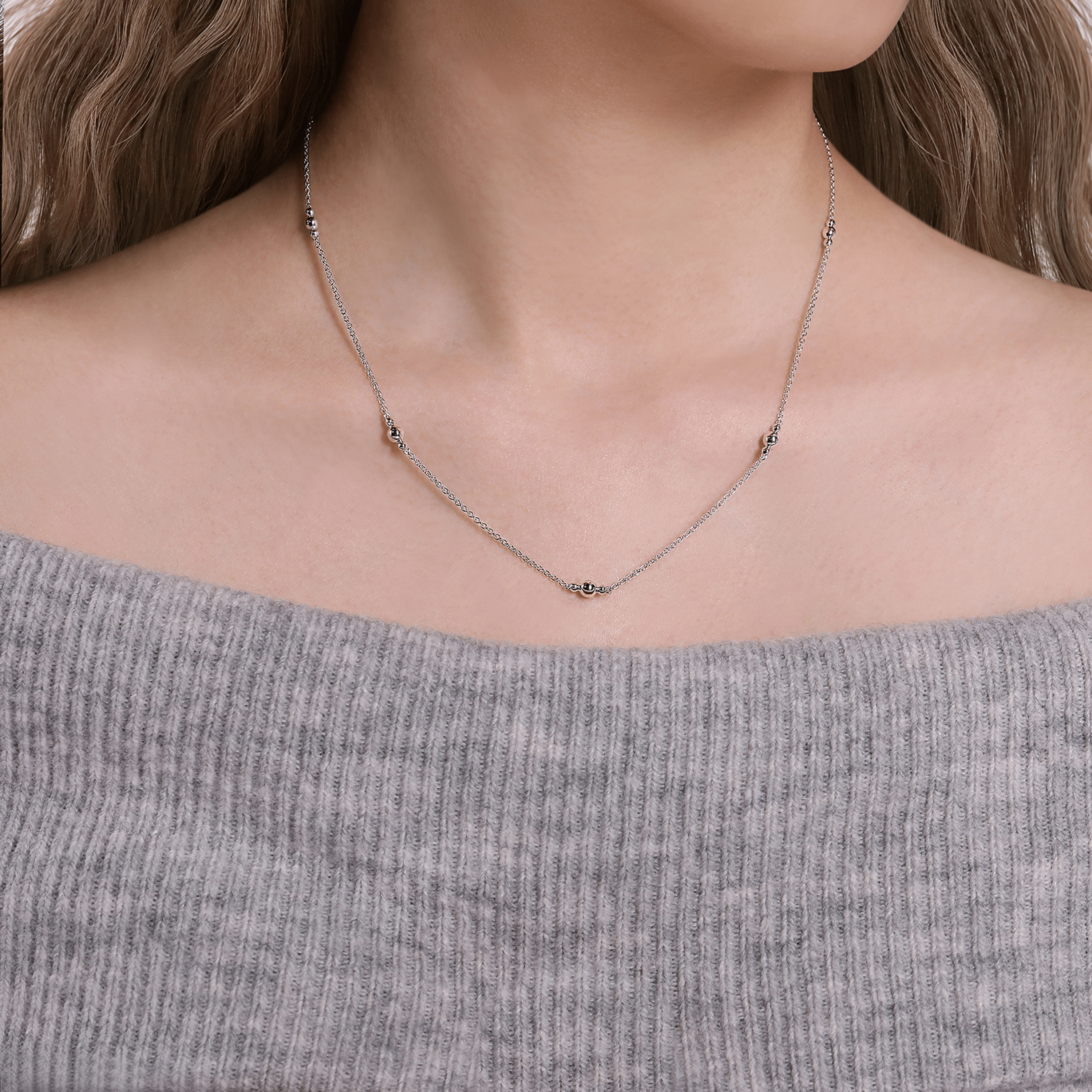 925 Sterling Silver Beaded Necklace