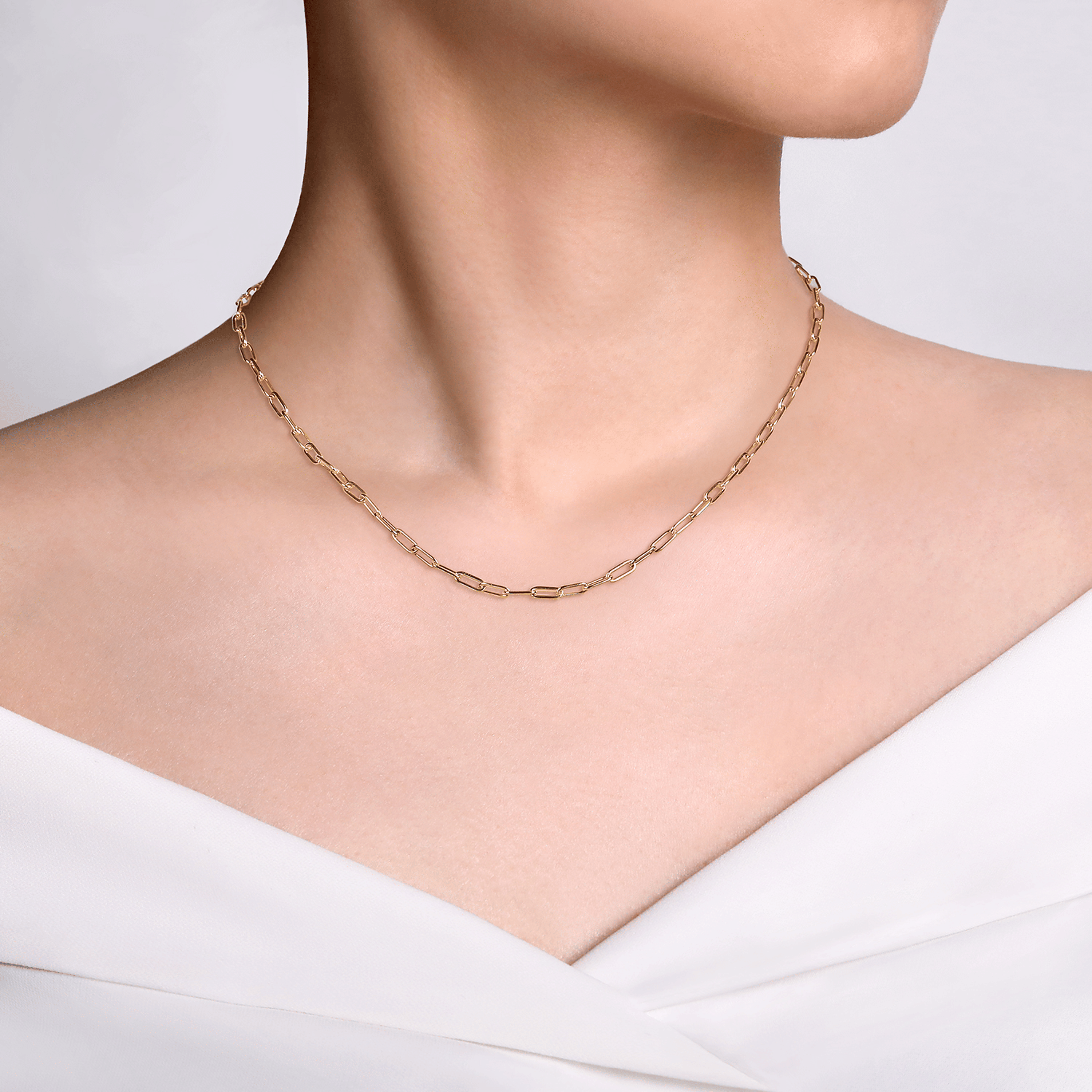 14K Yellow Gold Paper Clip Chain Necklace
