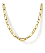 14K Yellow Gold Hollow Paper Clip Chain Necklace 24 Inch