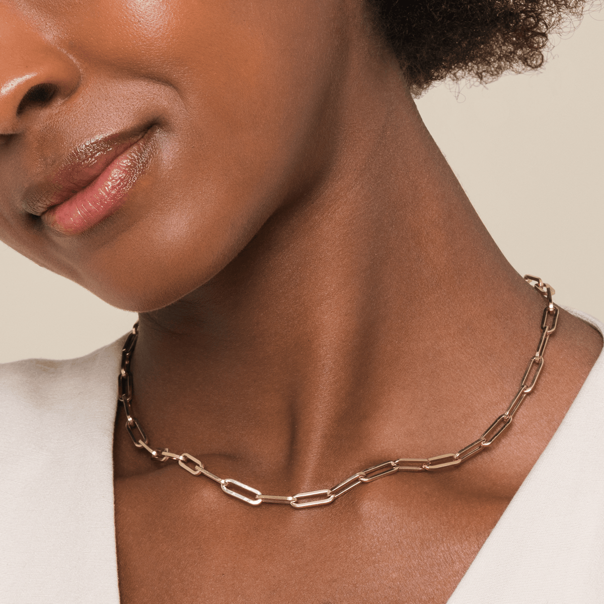 14K Yellow Gold Paper Clip Chain Necklace
