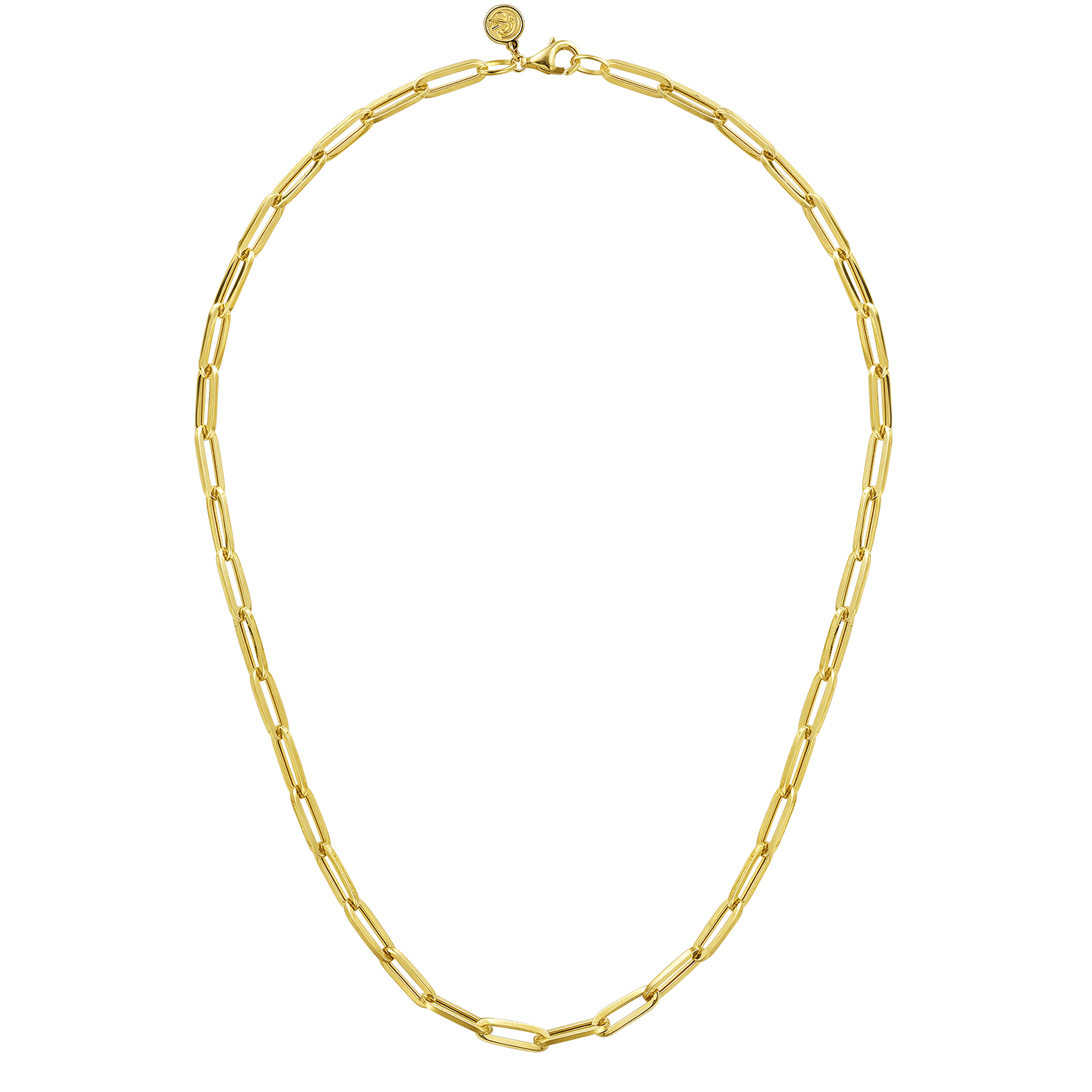 14K Yellow Gold Hollow Paper Clip Chain Necklace