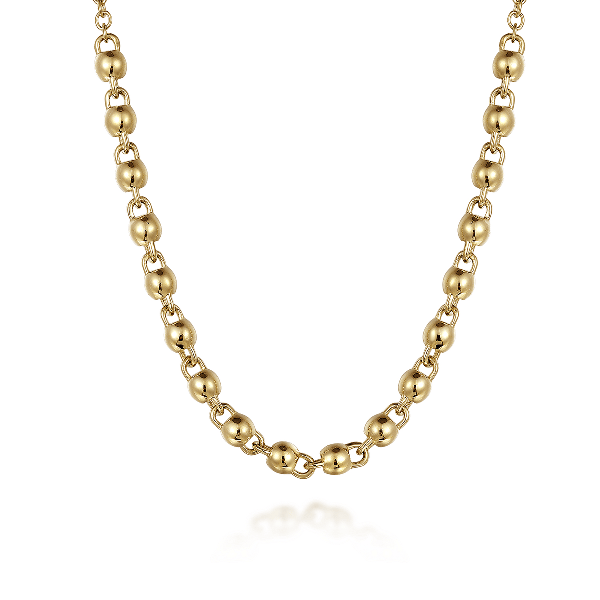 14K Yellow Gold Beaded Station Necklace
