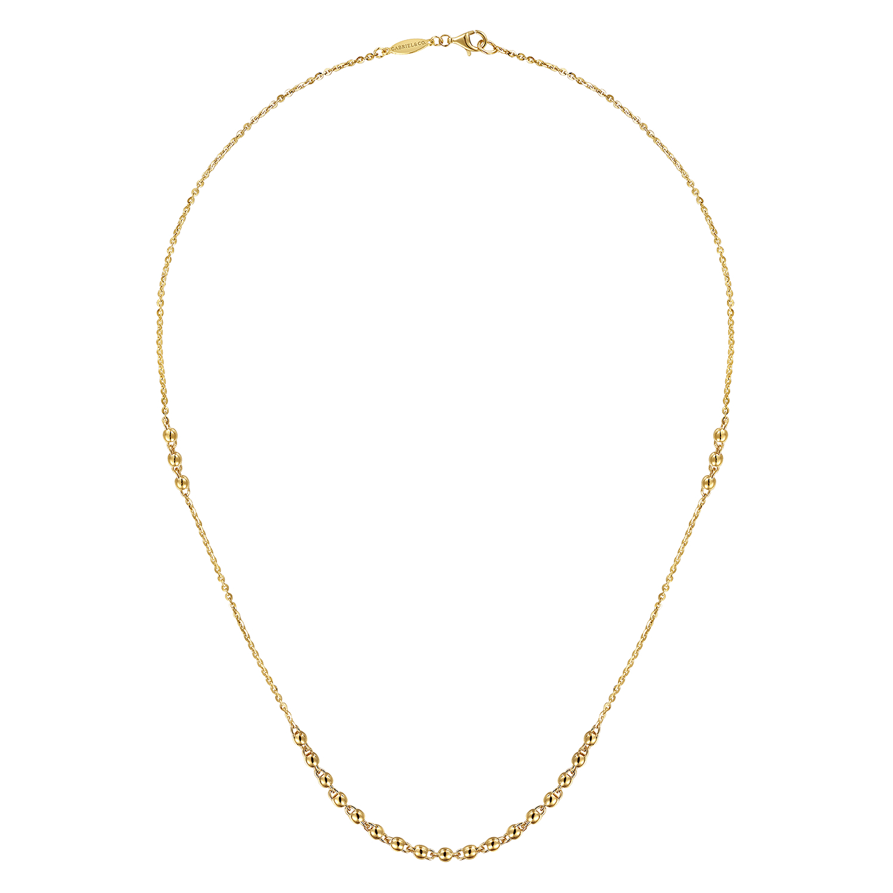 14K Yellow Gold Beaded Station Necklace