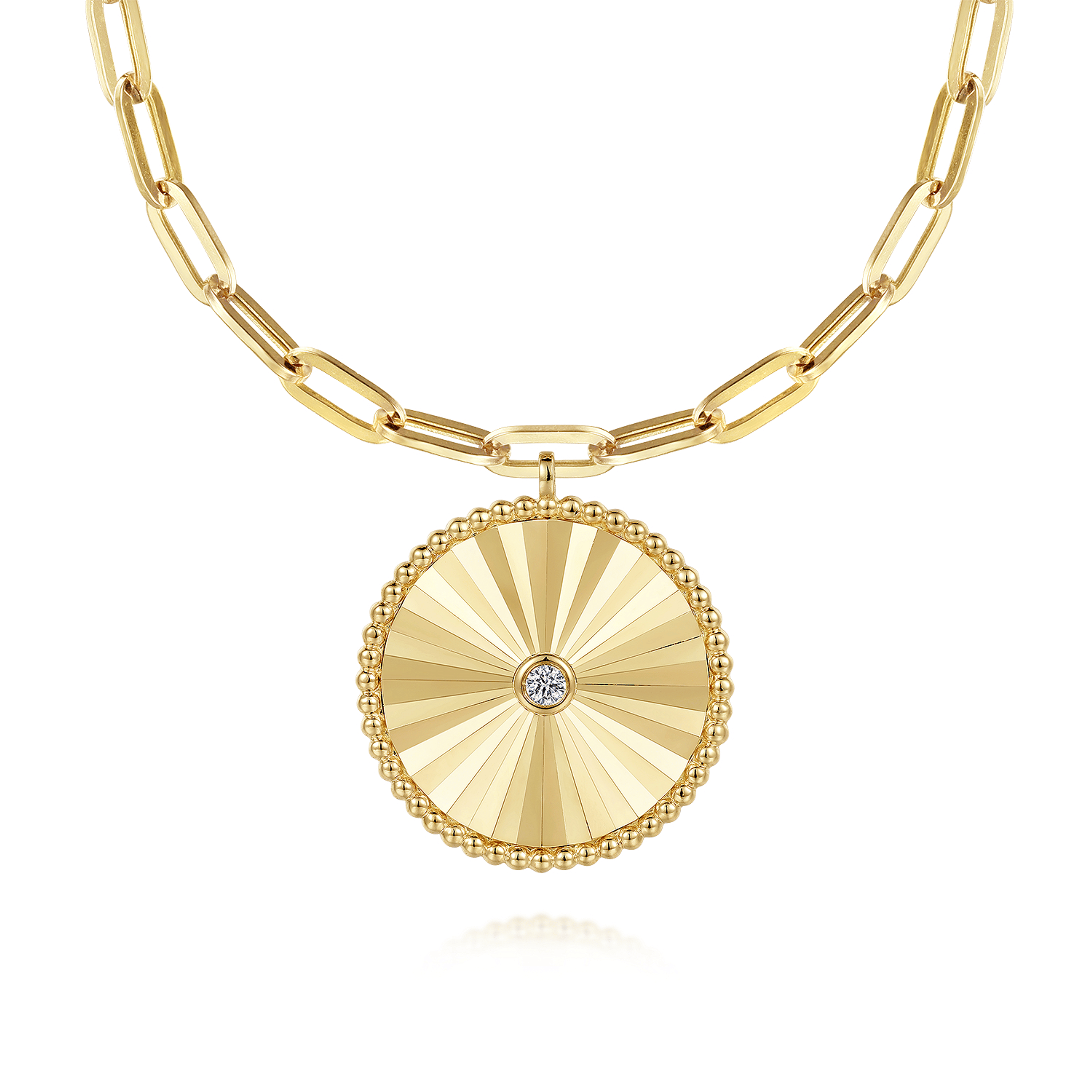 14K Yellow Gold Diamond Medallion Chain Necklace