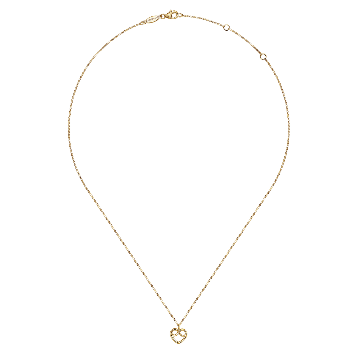 14K Yellow Gold Infinity Heart Pendant Necklace