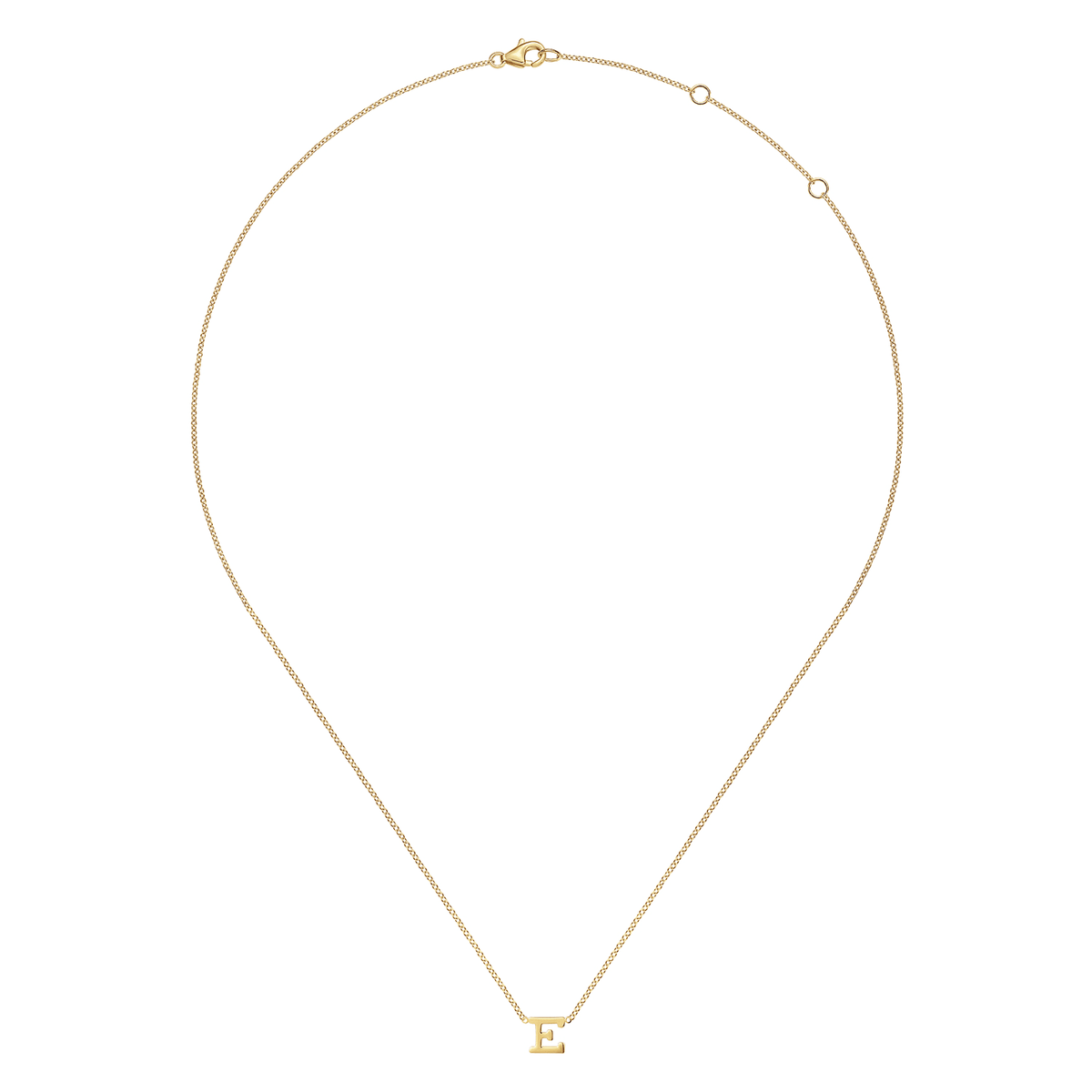 14K Yellow Gold E Initial Necklace