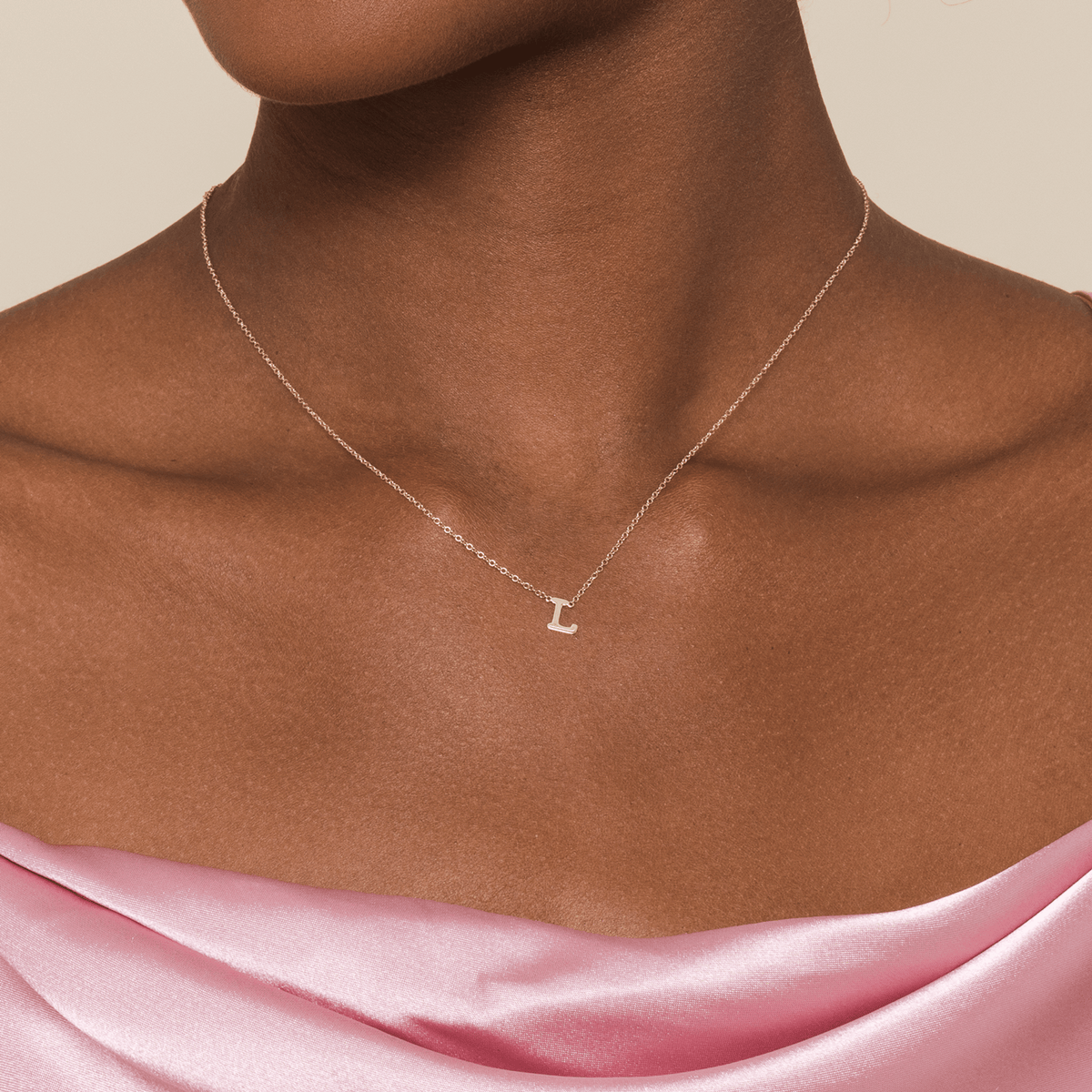 14K Yellow Gold L Initial Necklace