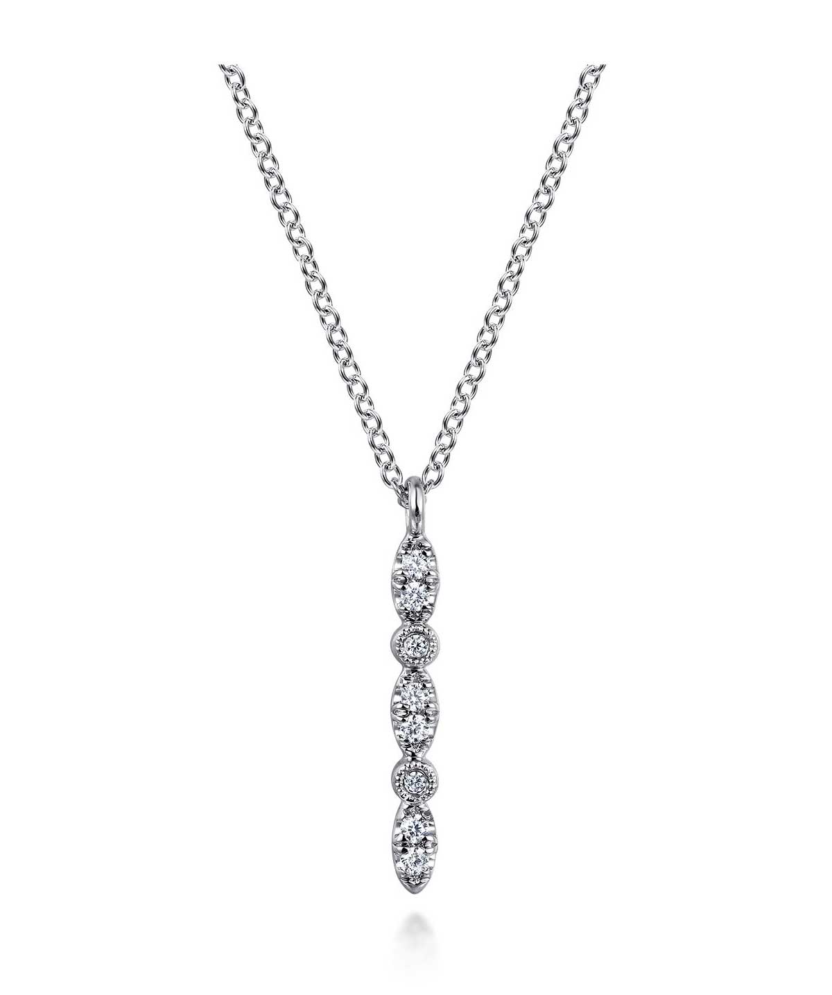 14K White Gold Diamond Bar Necklace