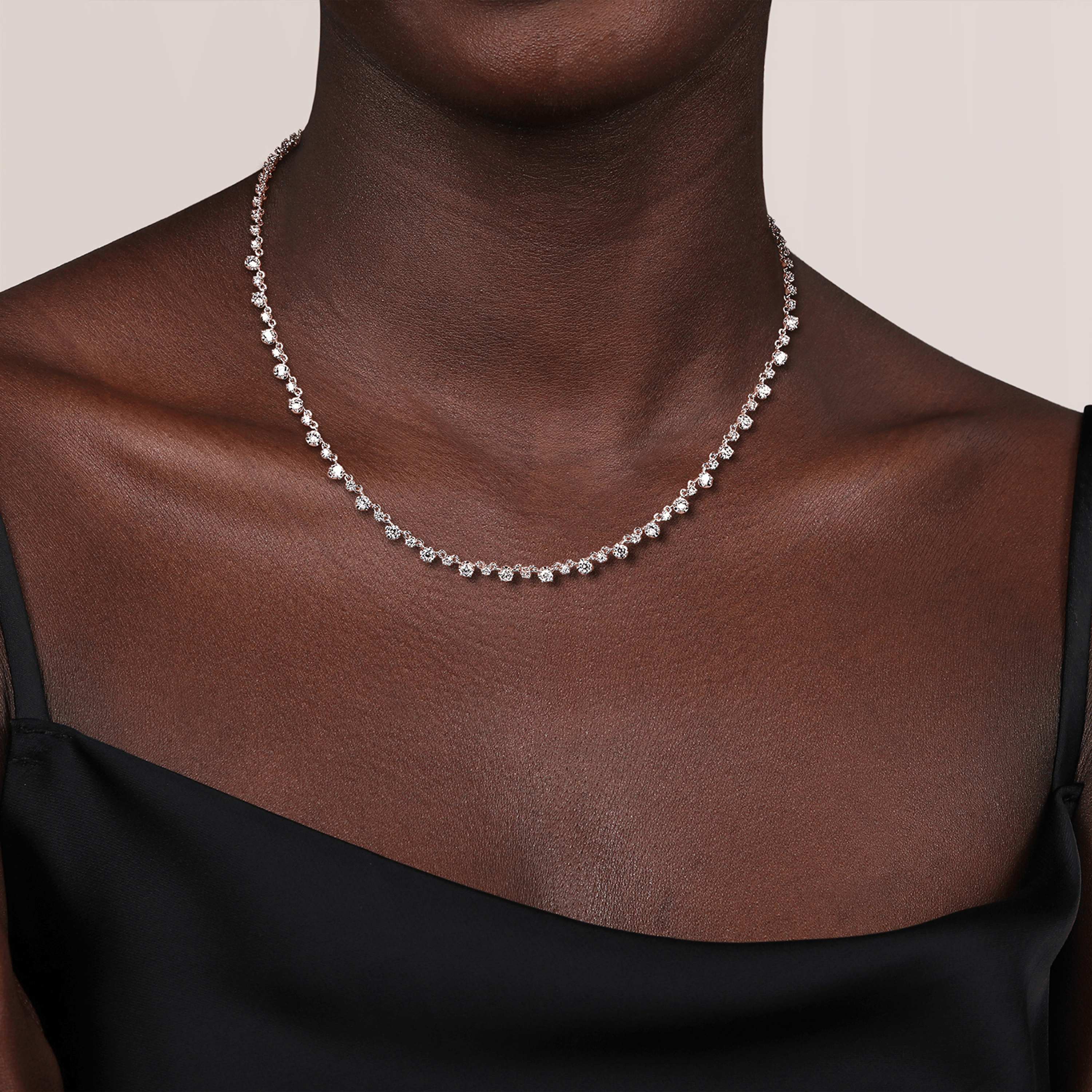 14K White Gold Diamond Tennis Necklace
