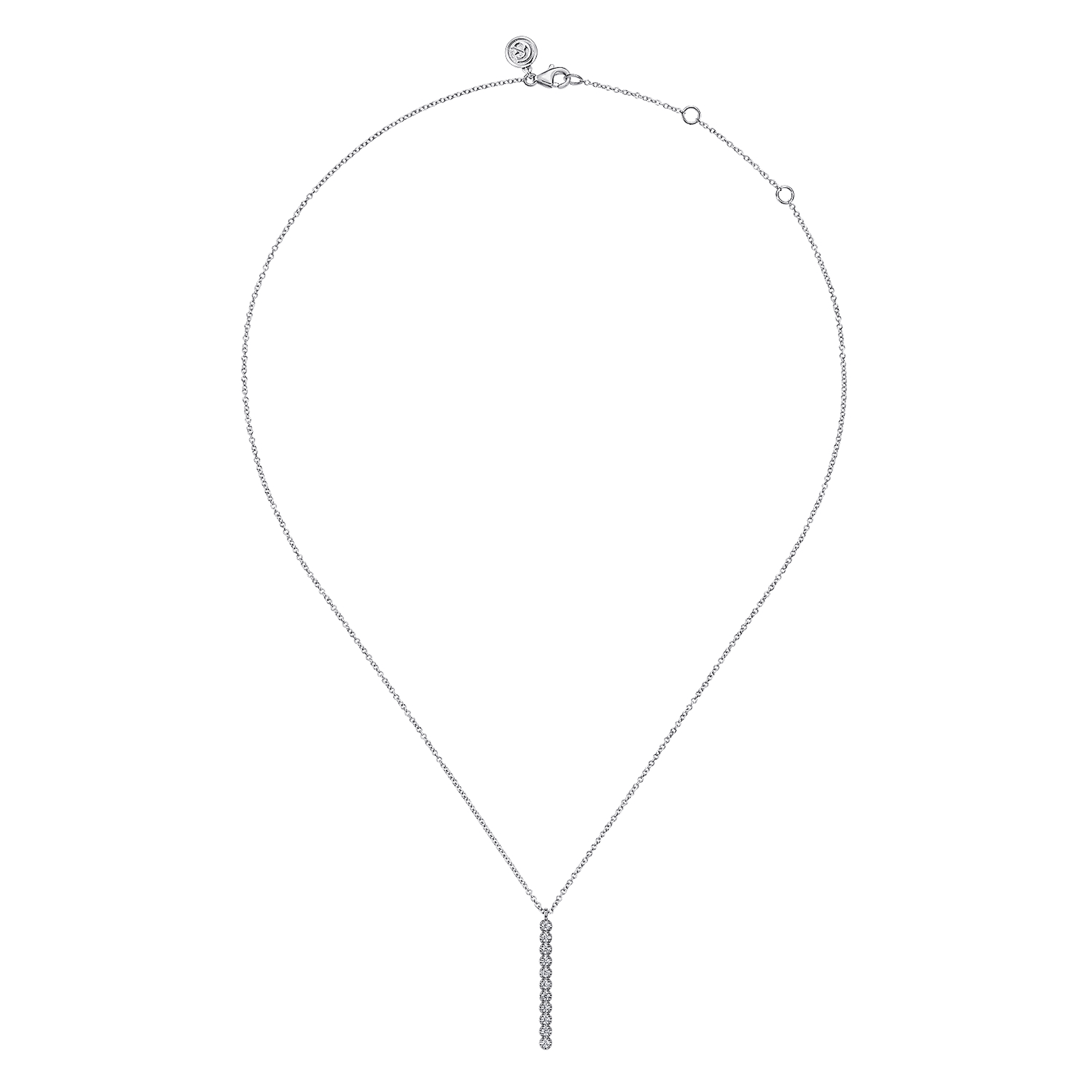 14K White Gold Diamond Vertical Bar Y Pendant Necklace