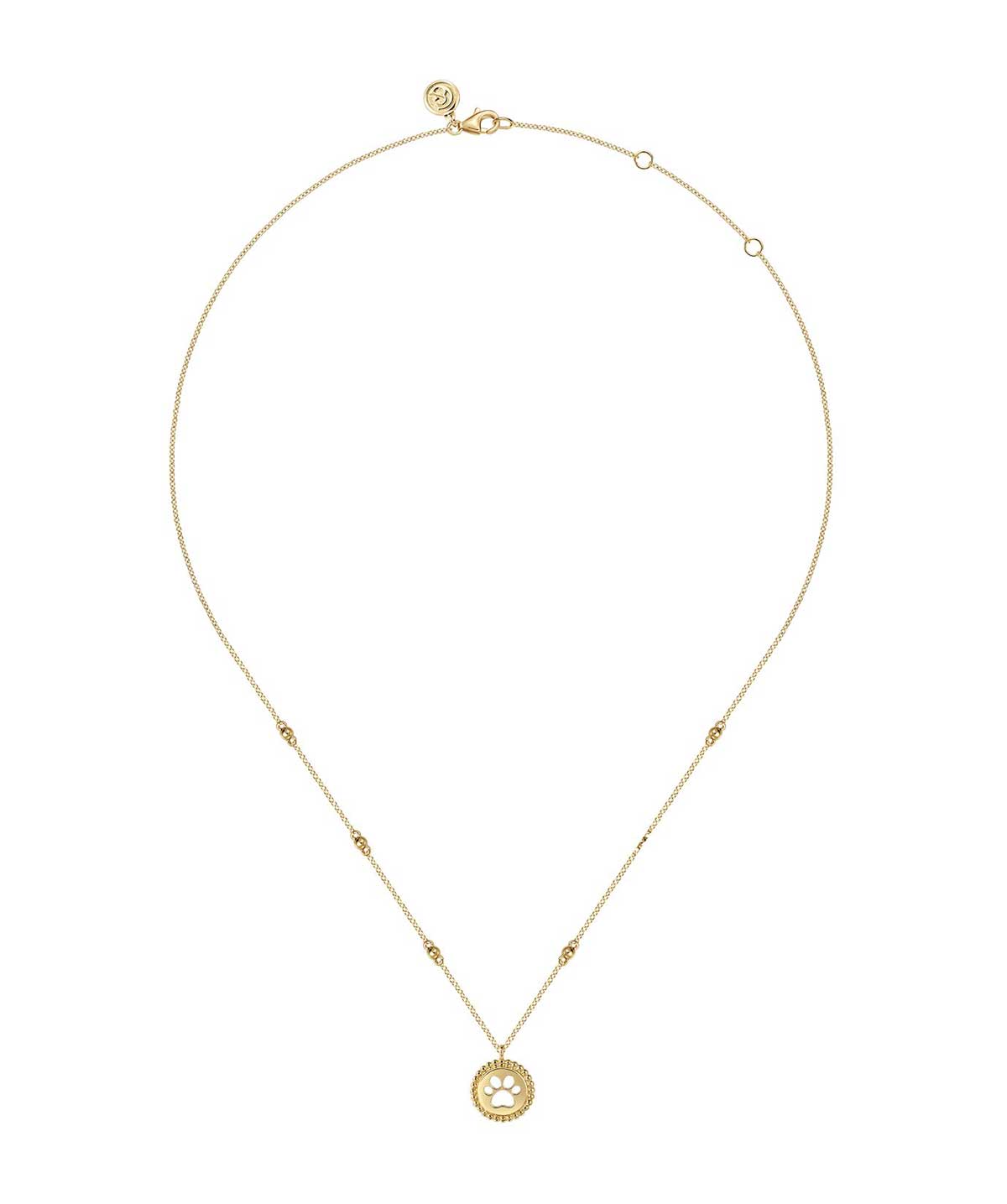 14K Yellow Plain Gold Bujukan Dog Paw Medallion Necklace