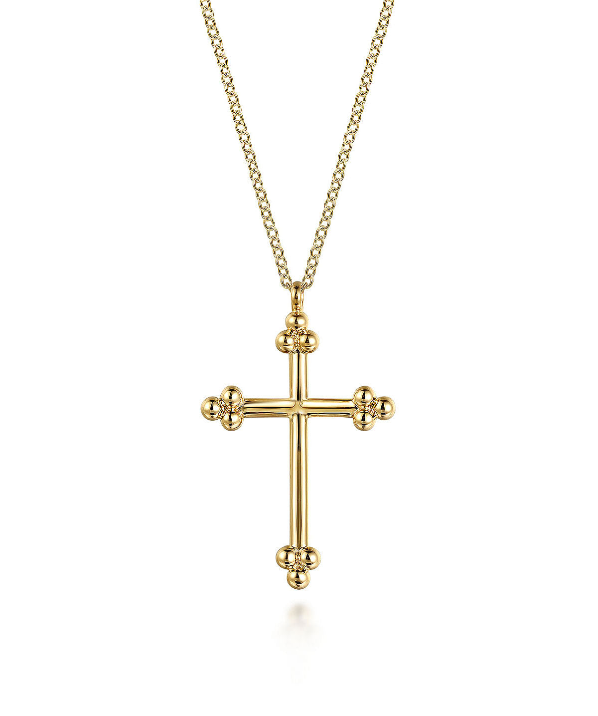 14K Yellow Plain Gold Bujukan 24mm Cross Necklace