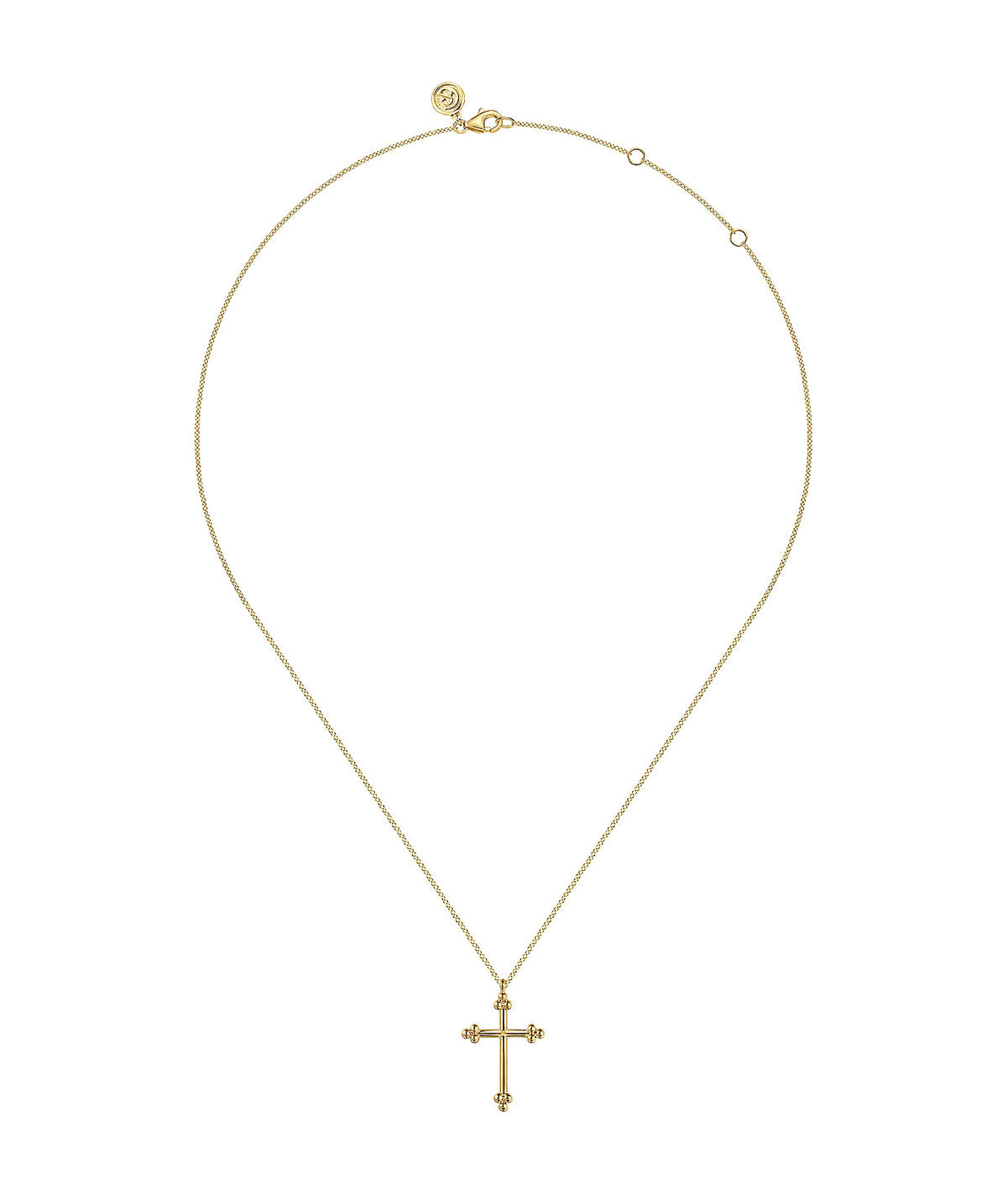 14K Yellow Plain Gold Bujukan 24mm Cross Necklace