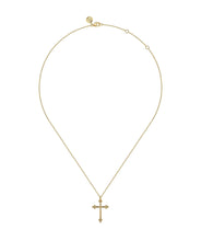 14K Yellow Plain Gold Bujukan 24mm Cross Necklace