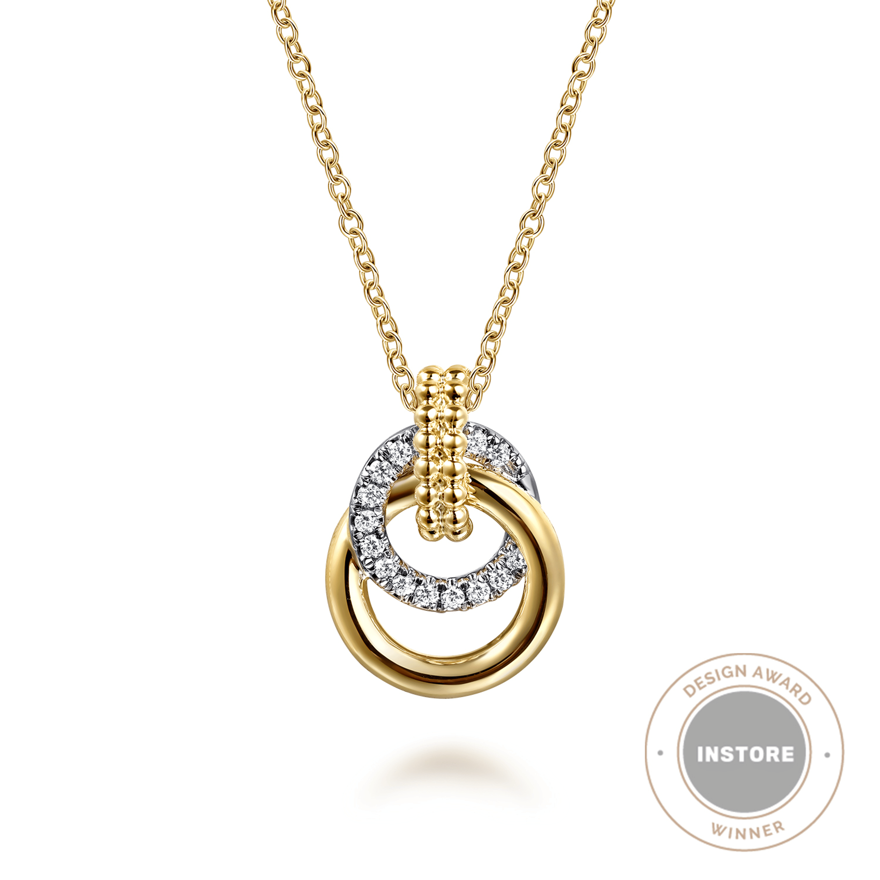 14K White Yellow Gold Diamond Pendant Necklace