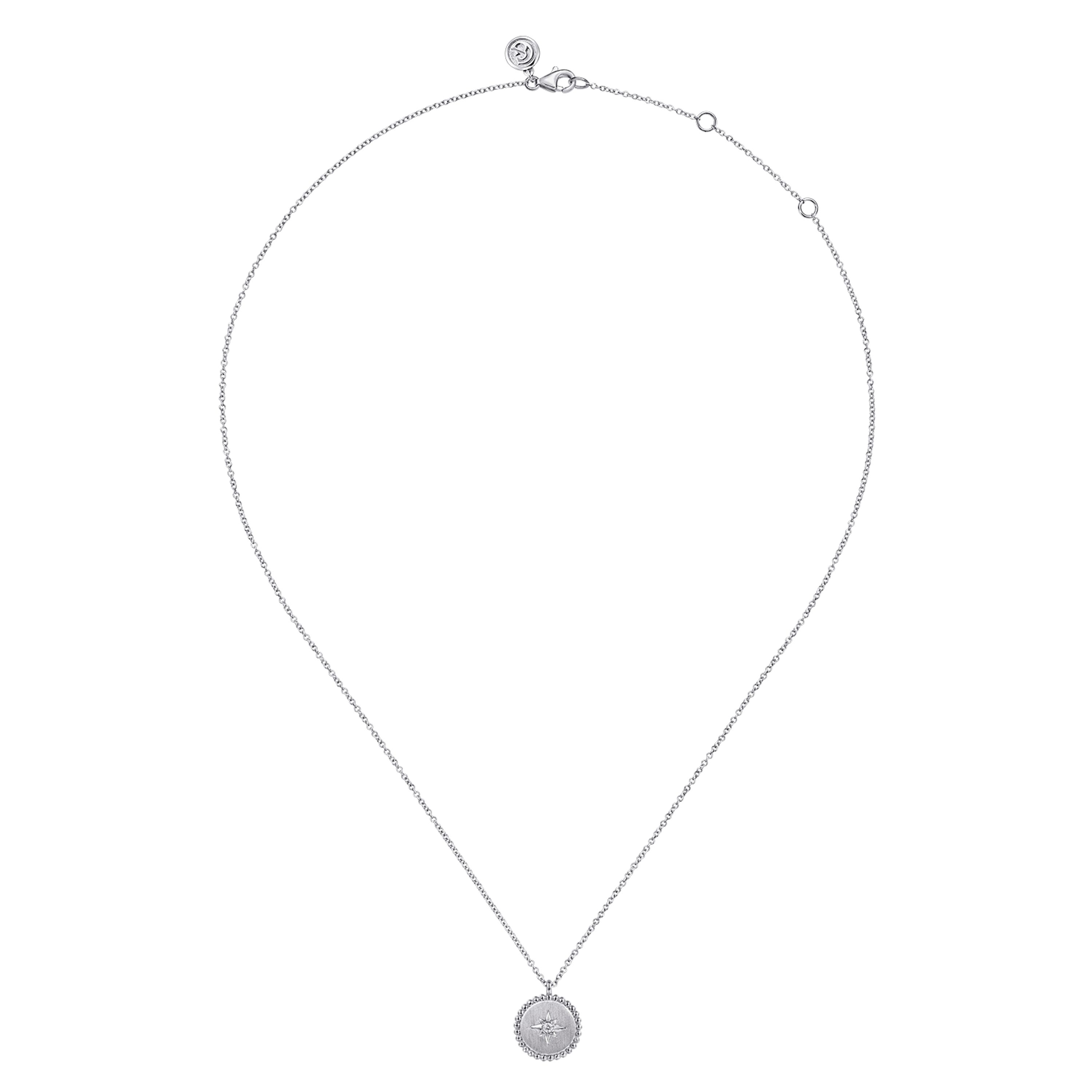 Pendant Necklace Medallion 925 Sterling Silver Diamond 0.02ct Bujukan