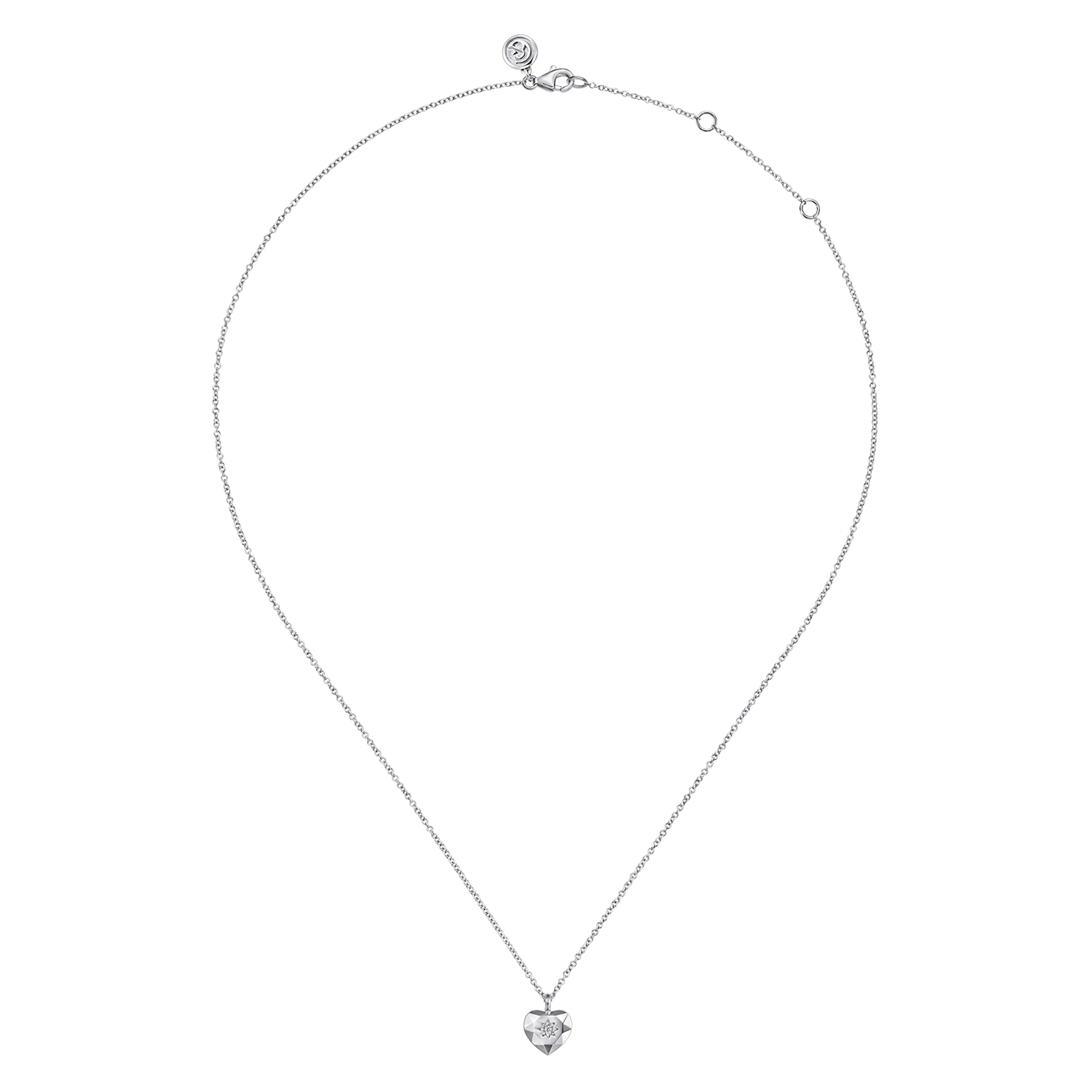 925 Sterling Silver Diamond Cut Heart Pendant Necklace