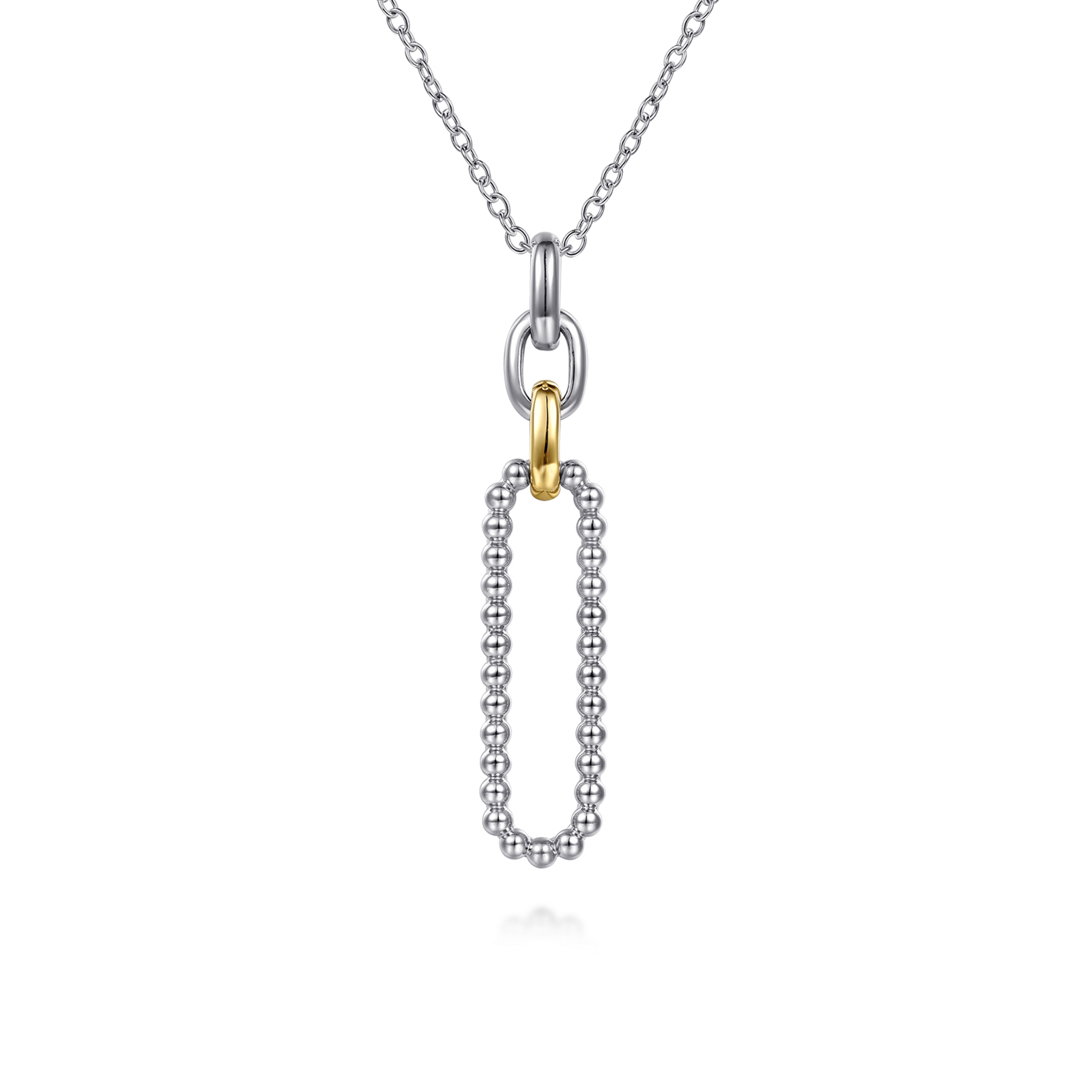 14K Yellow Gold and 925 Sterling Silver Bujukan Link Pendant Necklace