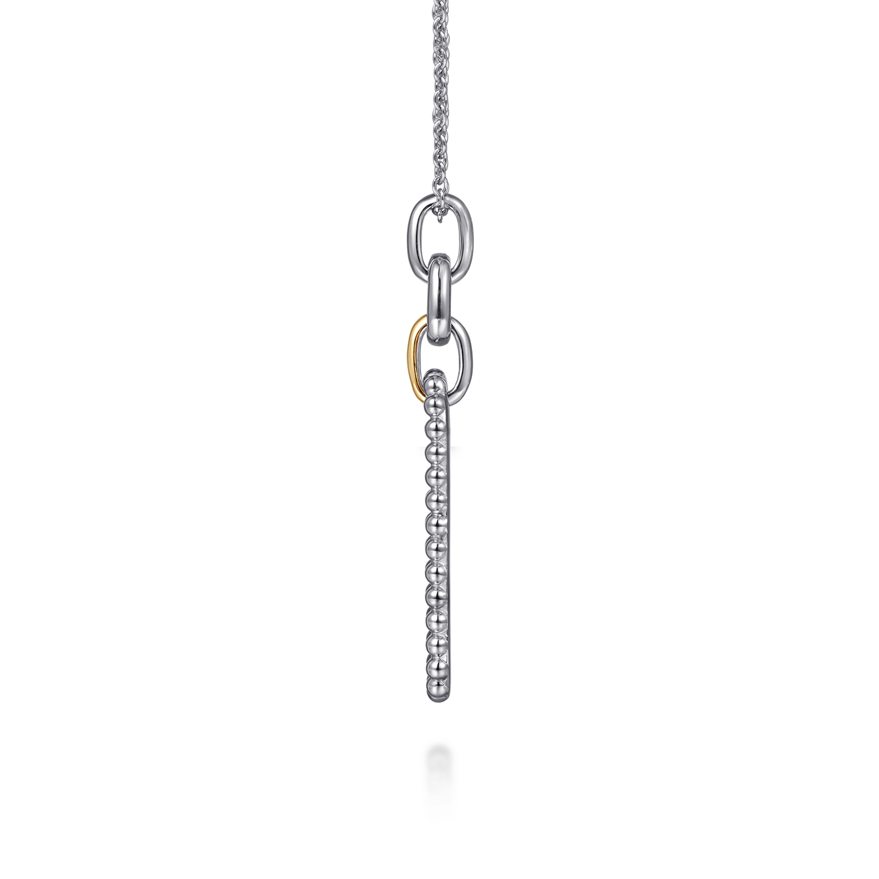 14K Yellow Gold and 925 Sterling Silver Bujukan Link Pendant Necklace