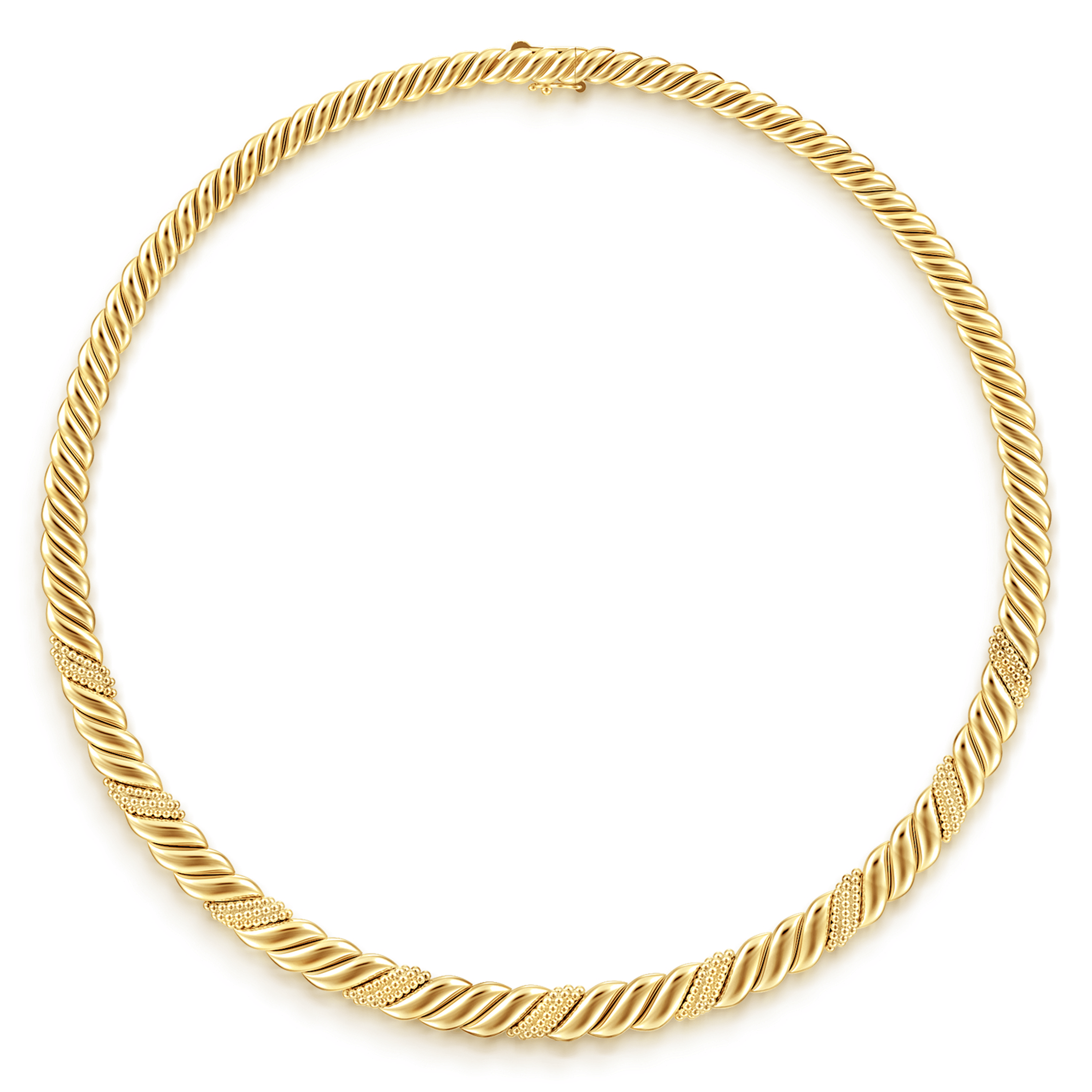 14K Yellow Plain Gold Pave Bujukan Necklace