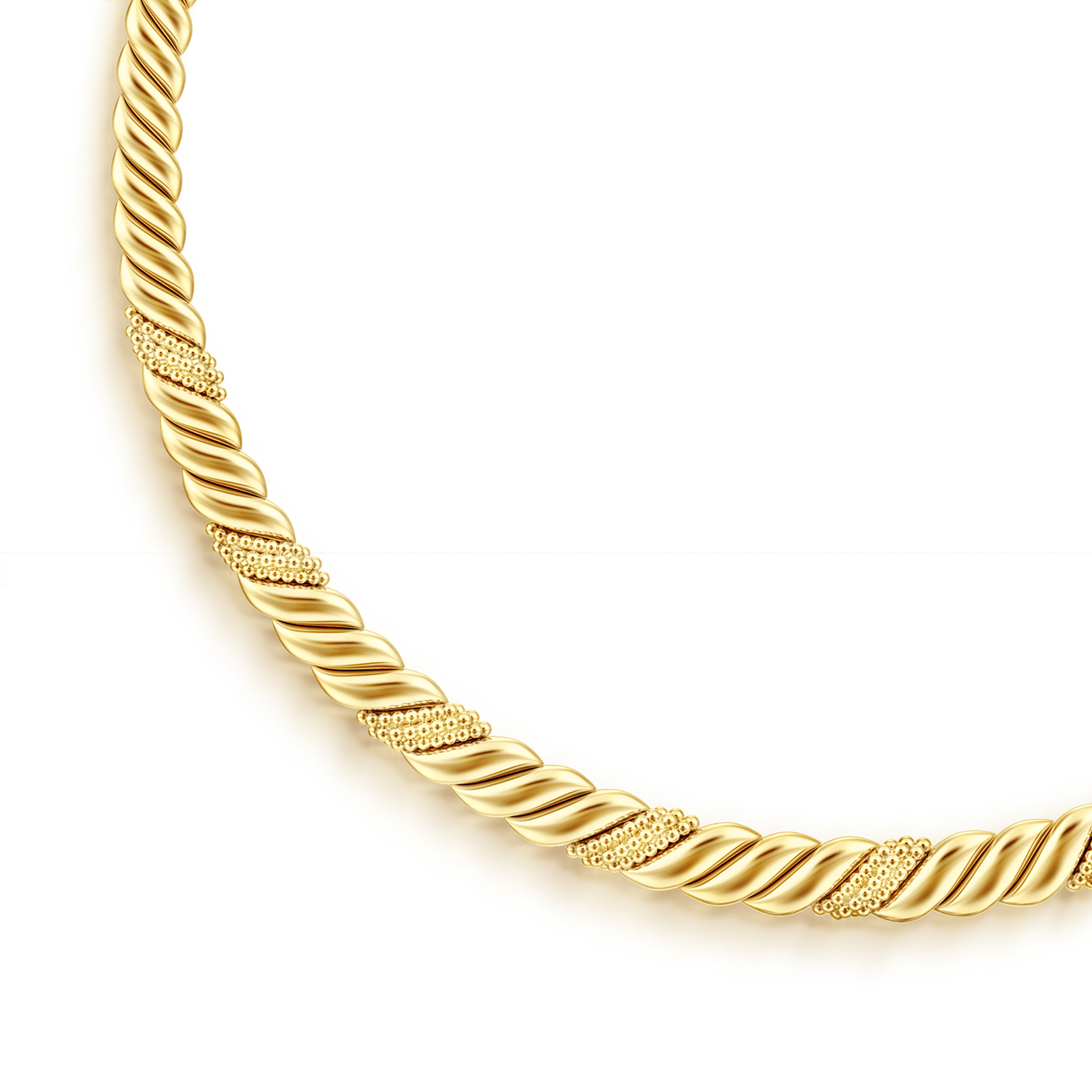 14K Yellow Plain Gold Pave Bujukan Necklace