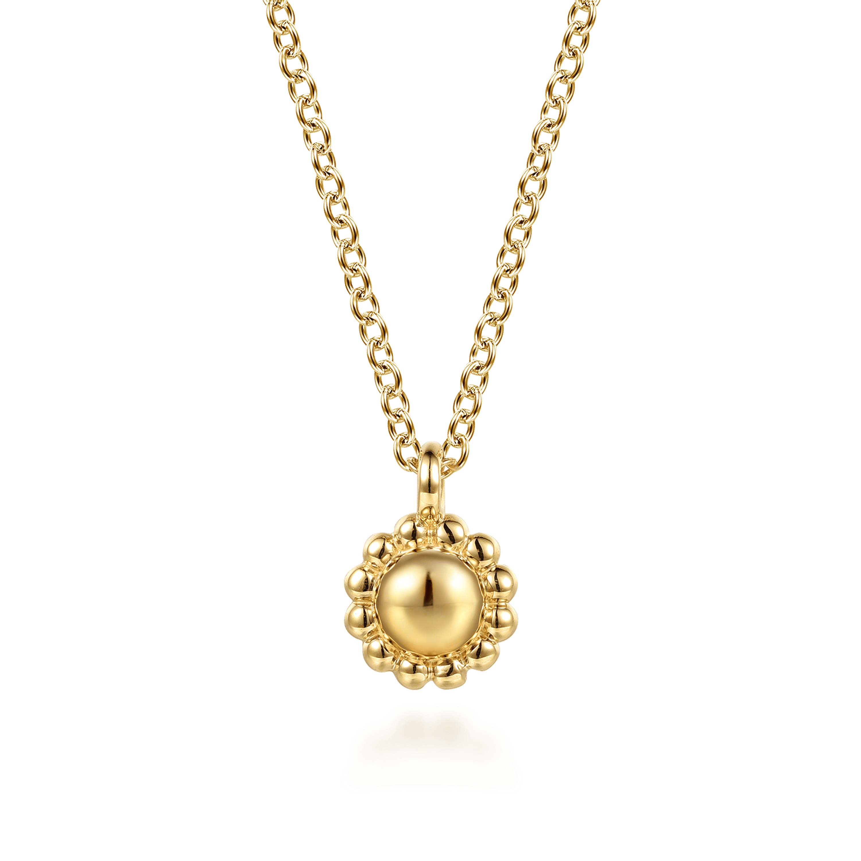 14K Yellow Plain Gold Bujukan Pendant Necklace