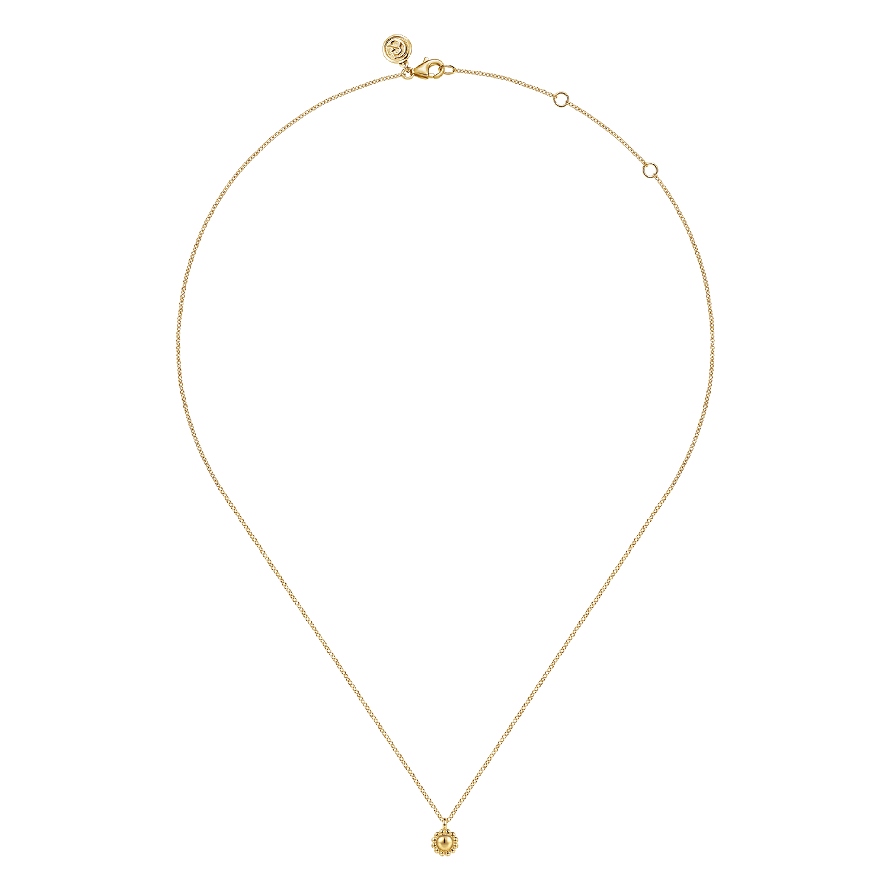 14K Yellow Plain Gold Bujukan Pendant Necklace