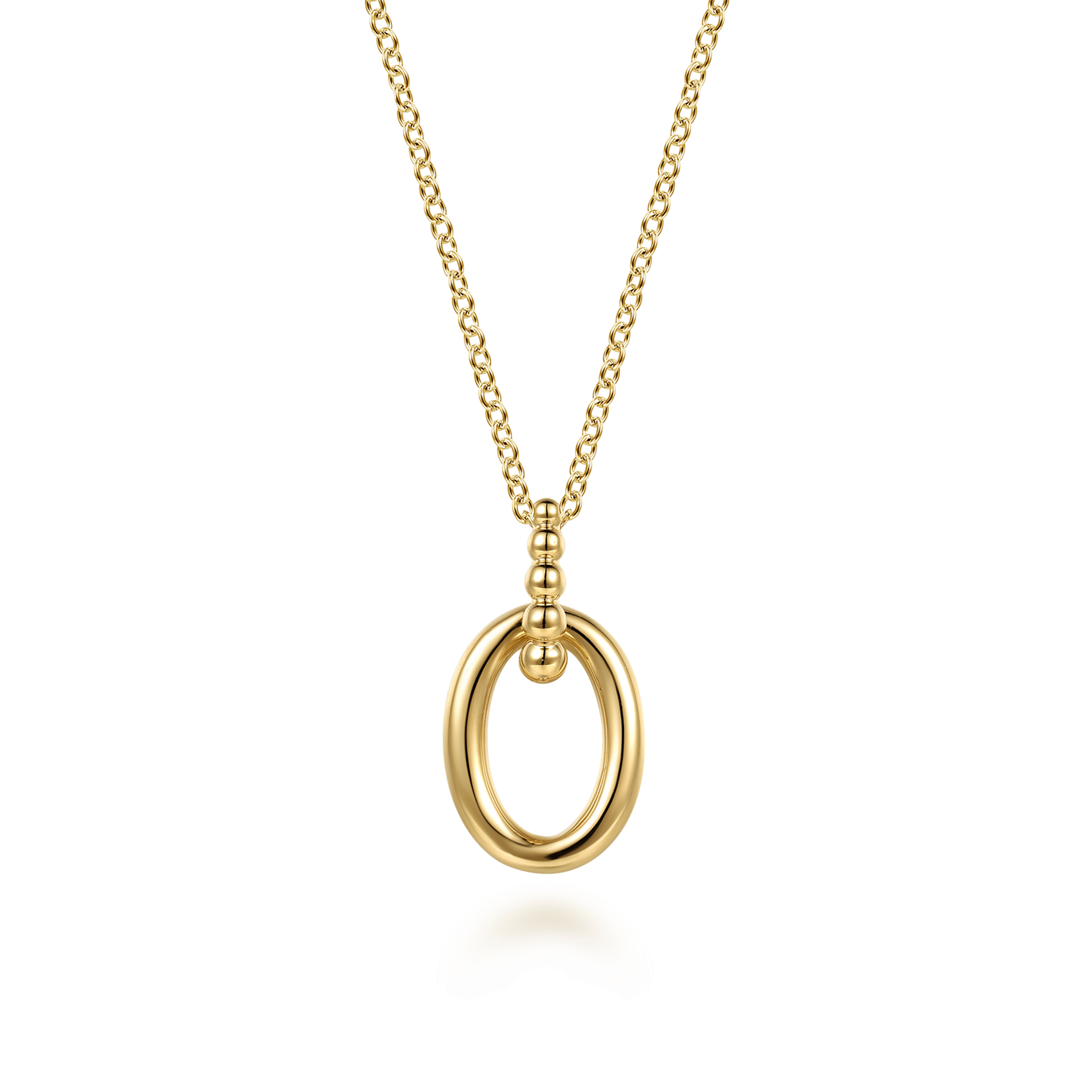 Bujukan Link - 14K Yellow Plain Gold Bujukan Pendant Necklace