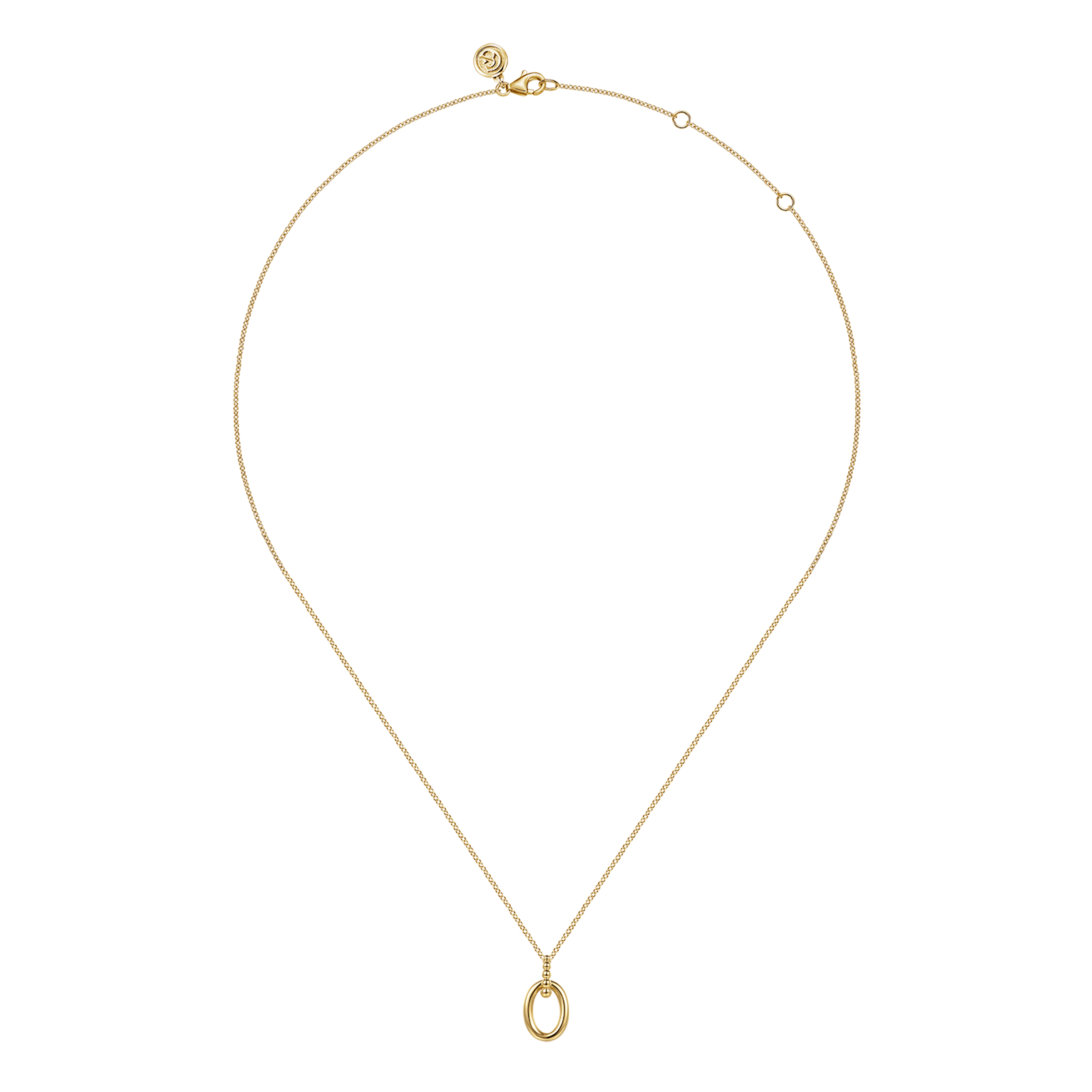 Bujukan Link - 14K Yellow Plain Gold Bujukan Pendant Necklace
