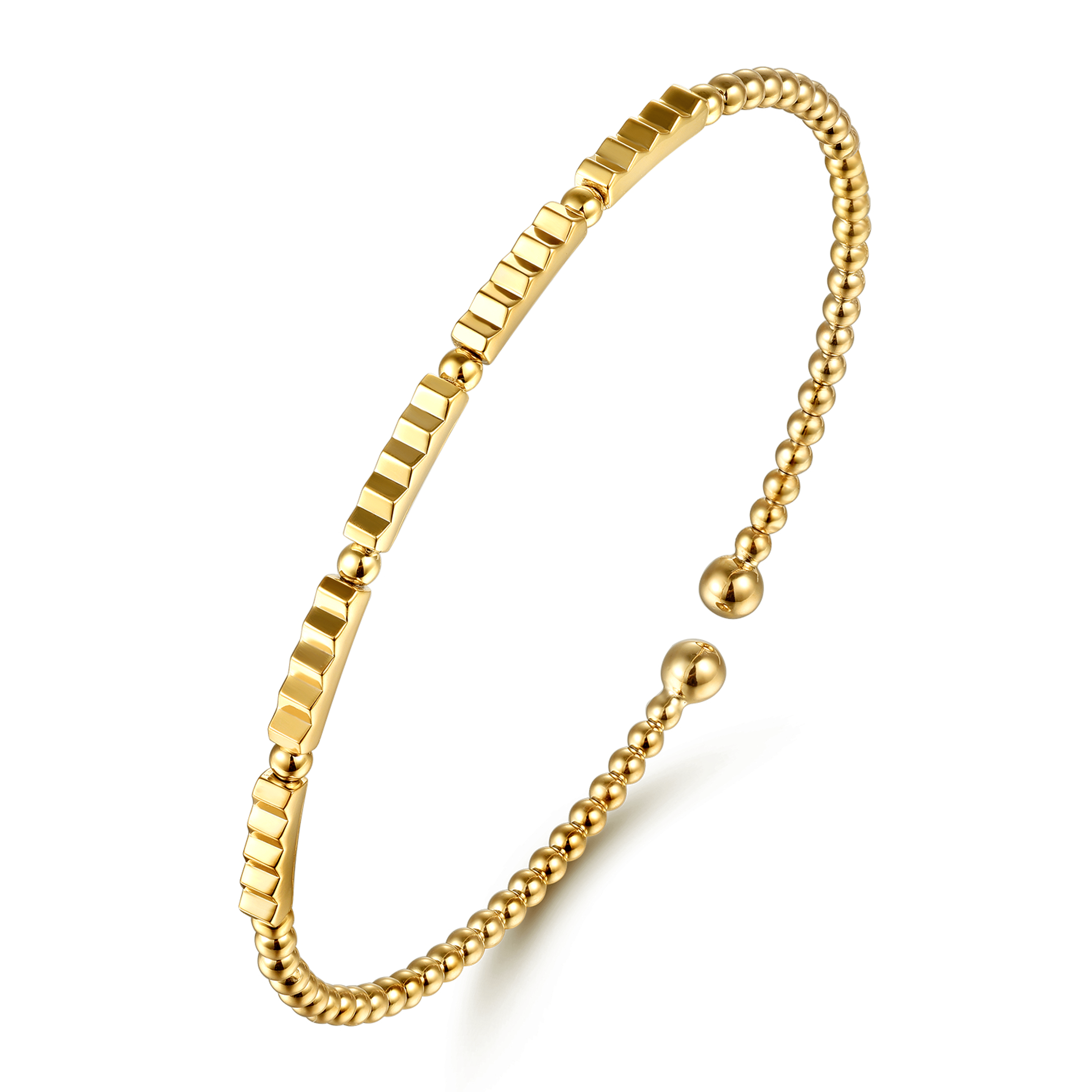 Beaded Bangle Bracelet Cuff 14K Yellow Gold Diamond Bujukan