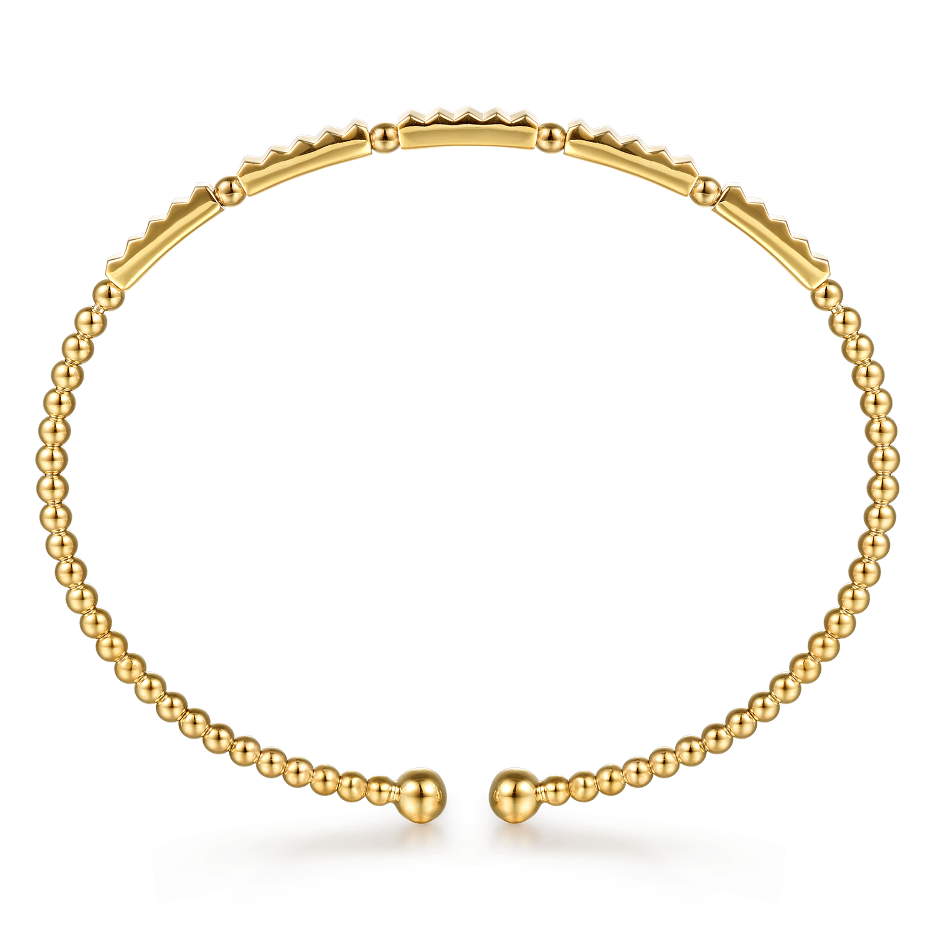 Beaded Bangle Bracelet Cuff 14K Yellow Gold Diamond Bujukan