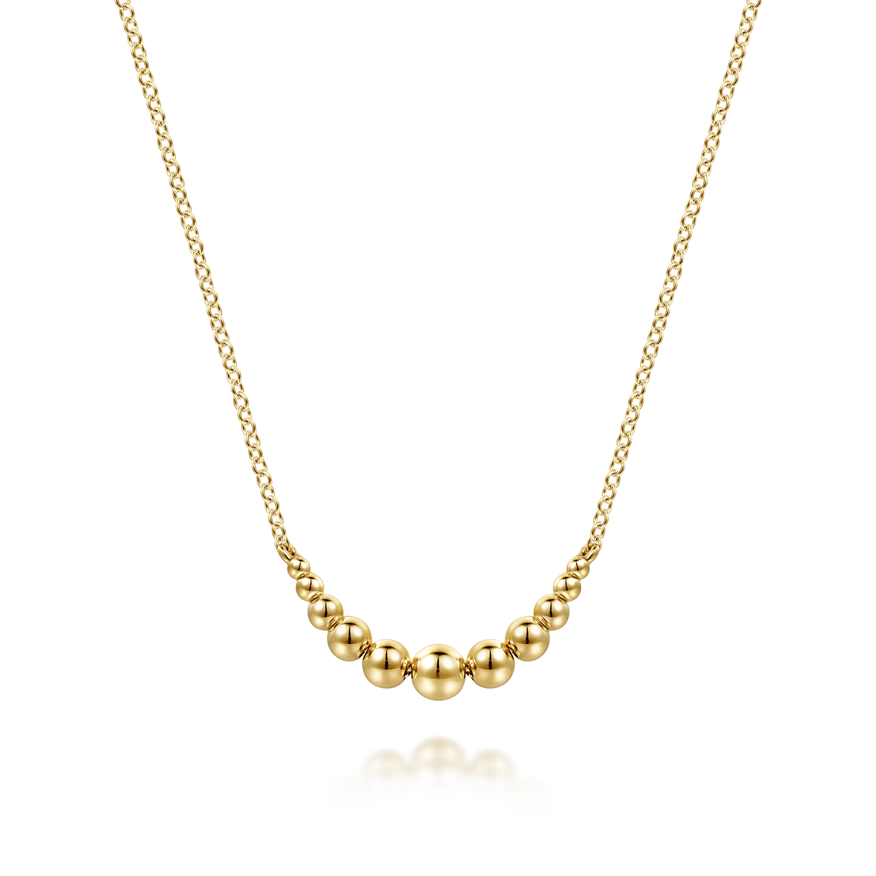 14K Yellow Gold Graduating Bujukan Ball Bar Necklace