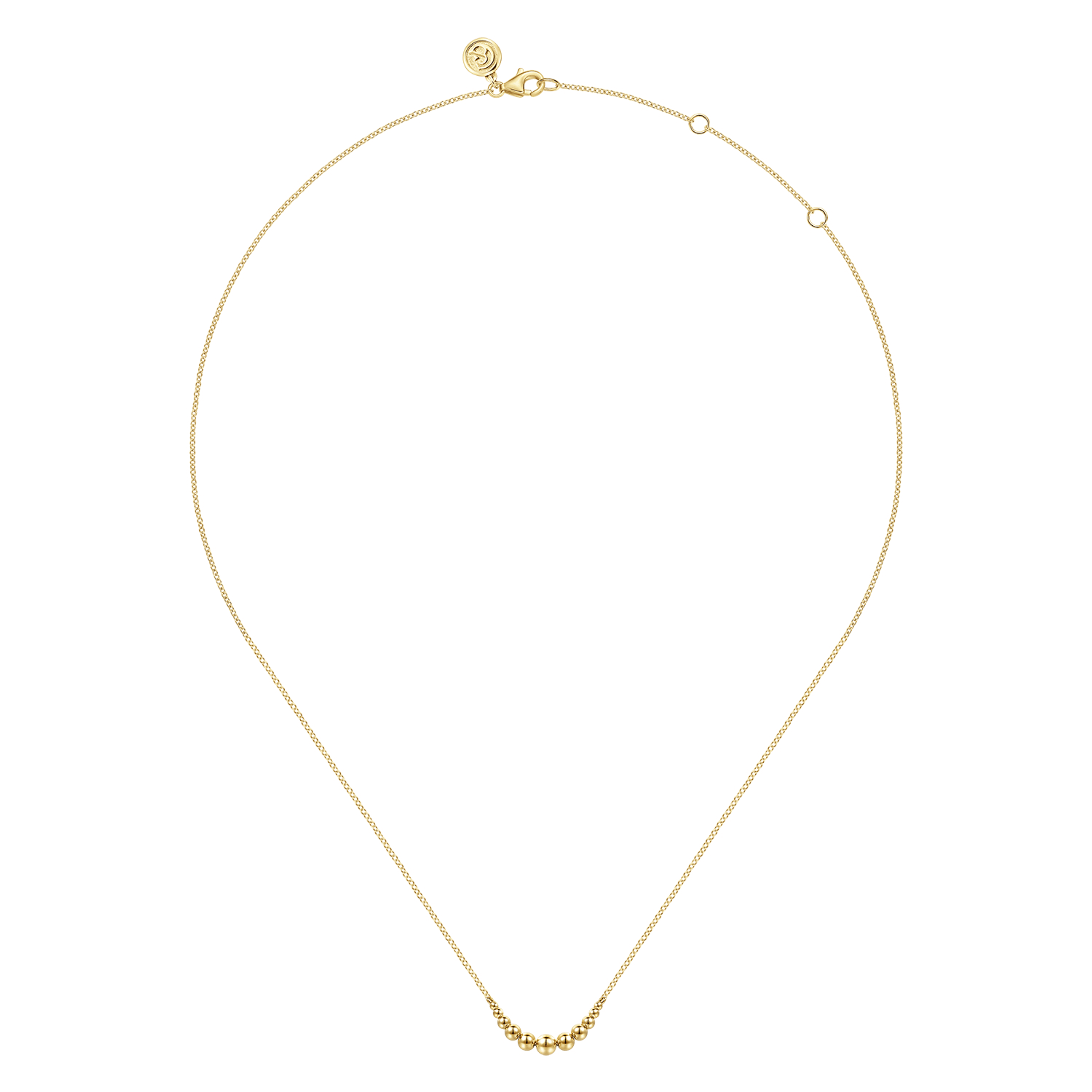 14K Yellow Gold Graduating Bujukan Ball Bar Necklace