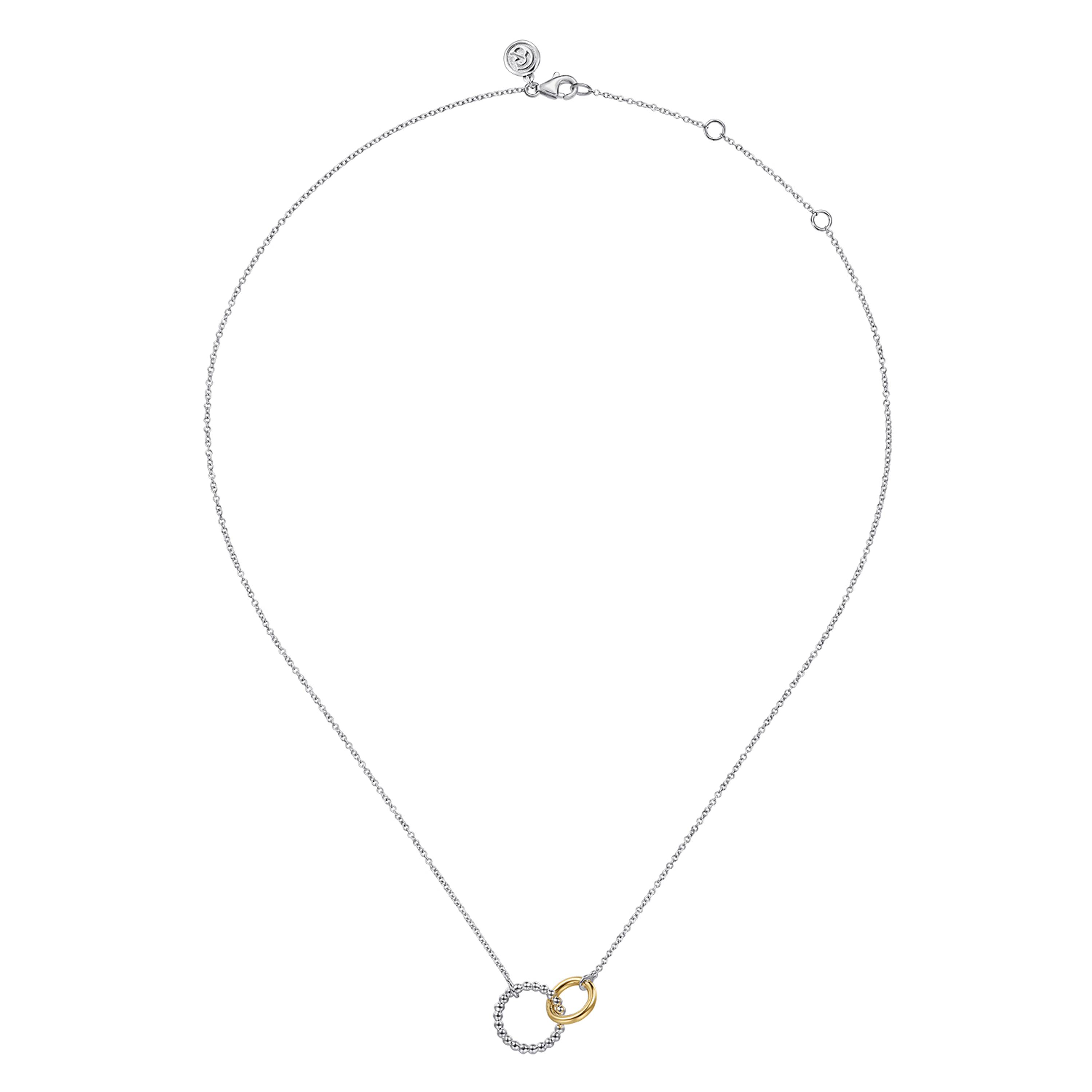 14K Yellow Gold and 925 Sterling Silver Bujukan Interlocking Pendant Necklace