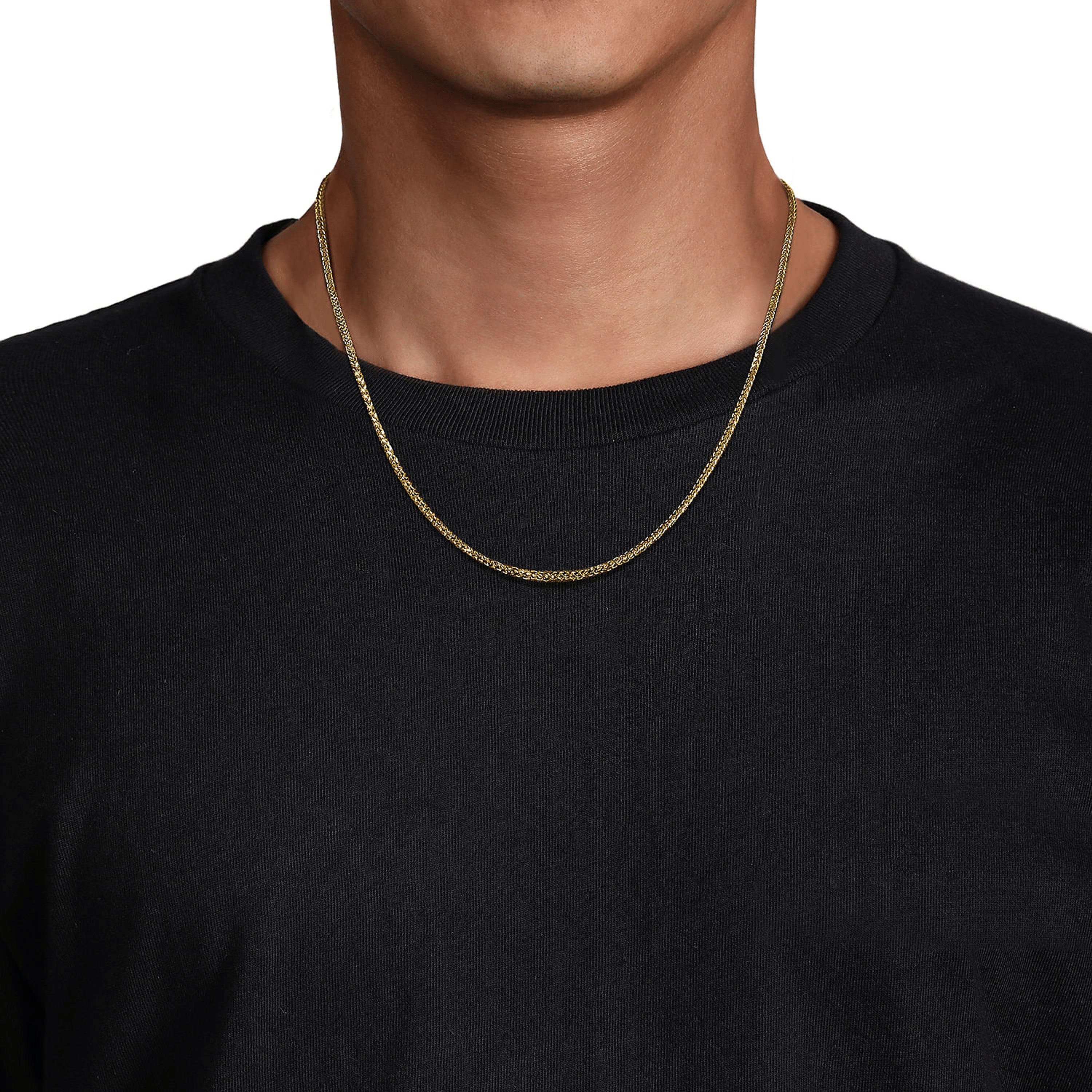 14k Yellow Gold Men's Hollow Wheat Chain Necklace