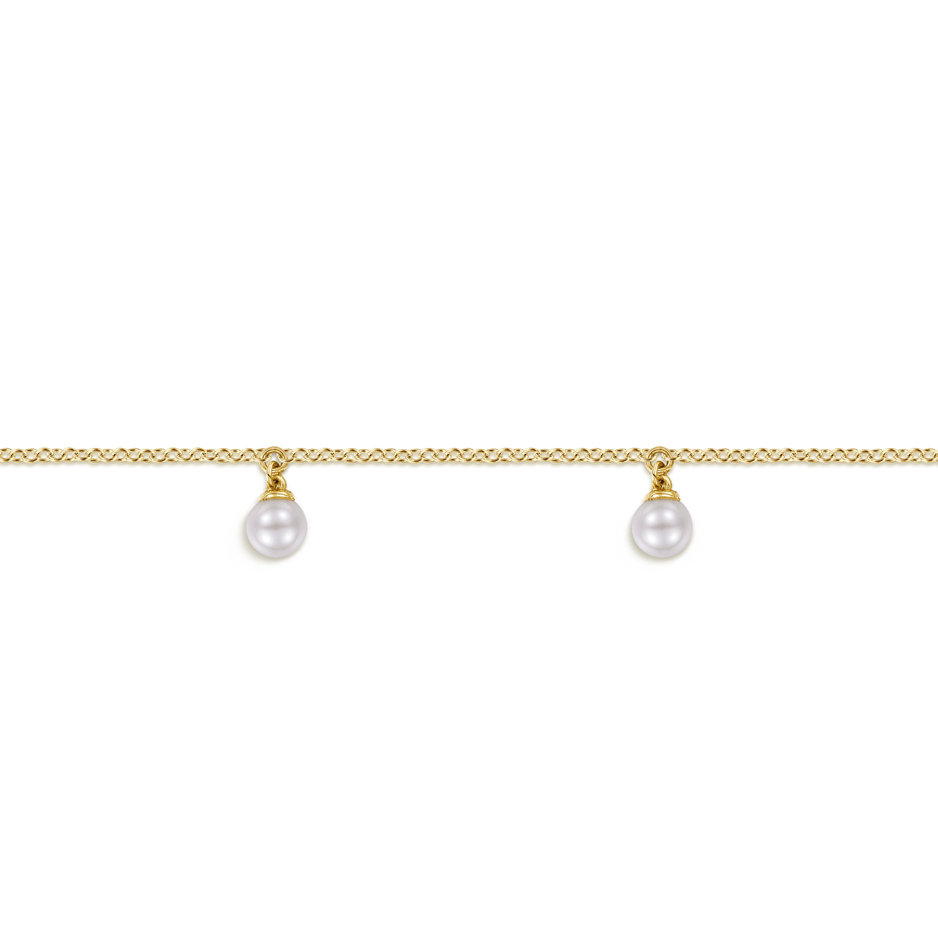 14K Yellow Gold Pearl Droplet Bracelet