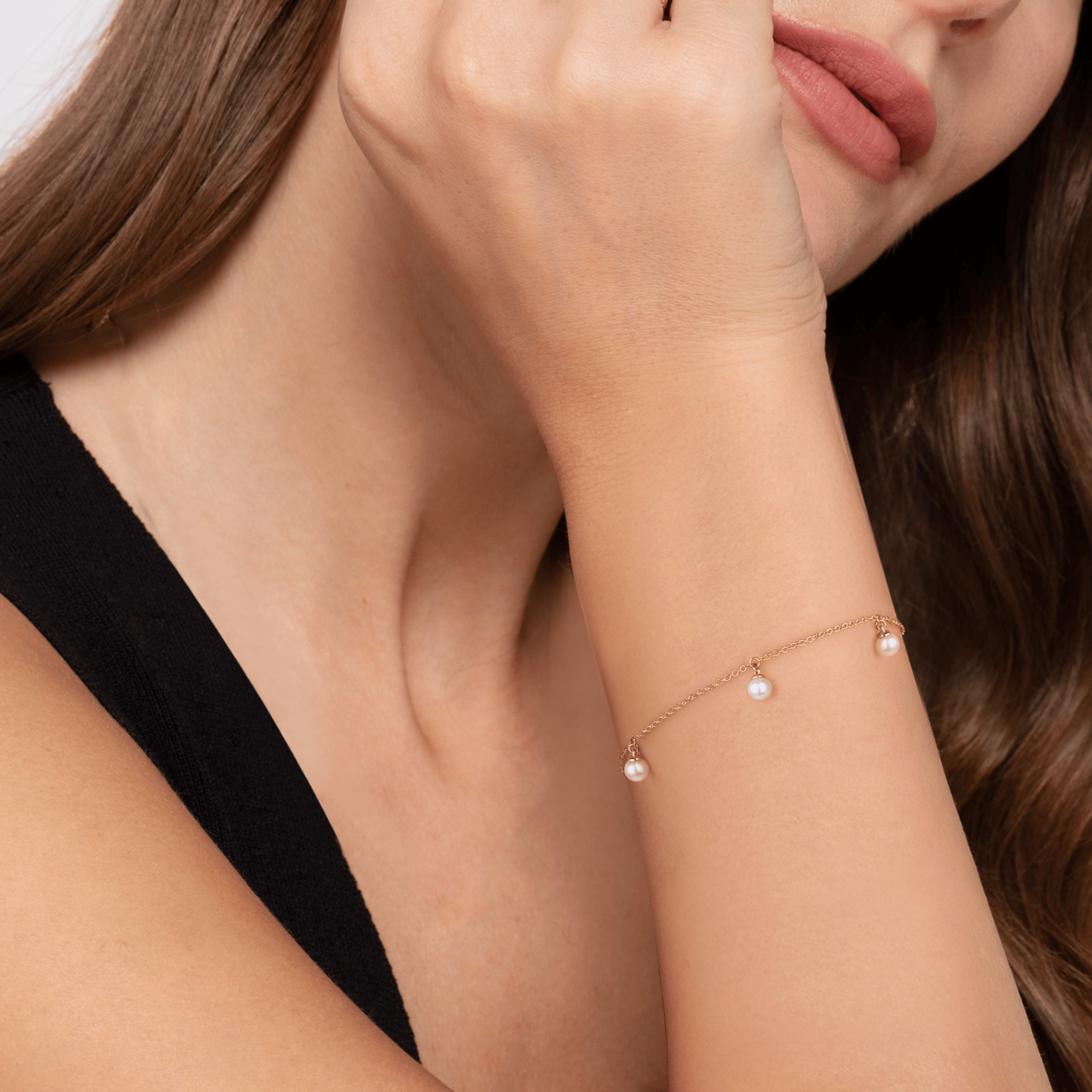 14K Yellow Gold Pearl Droplet Bracelet