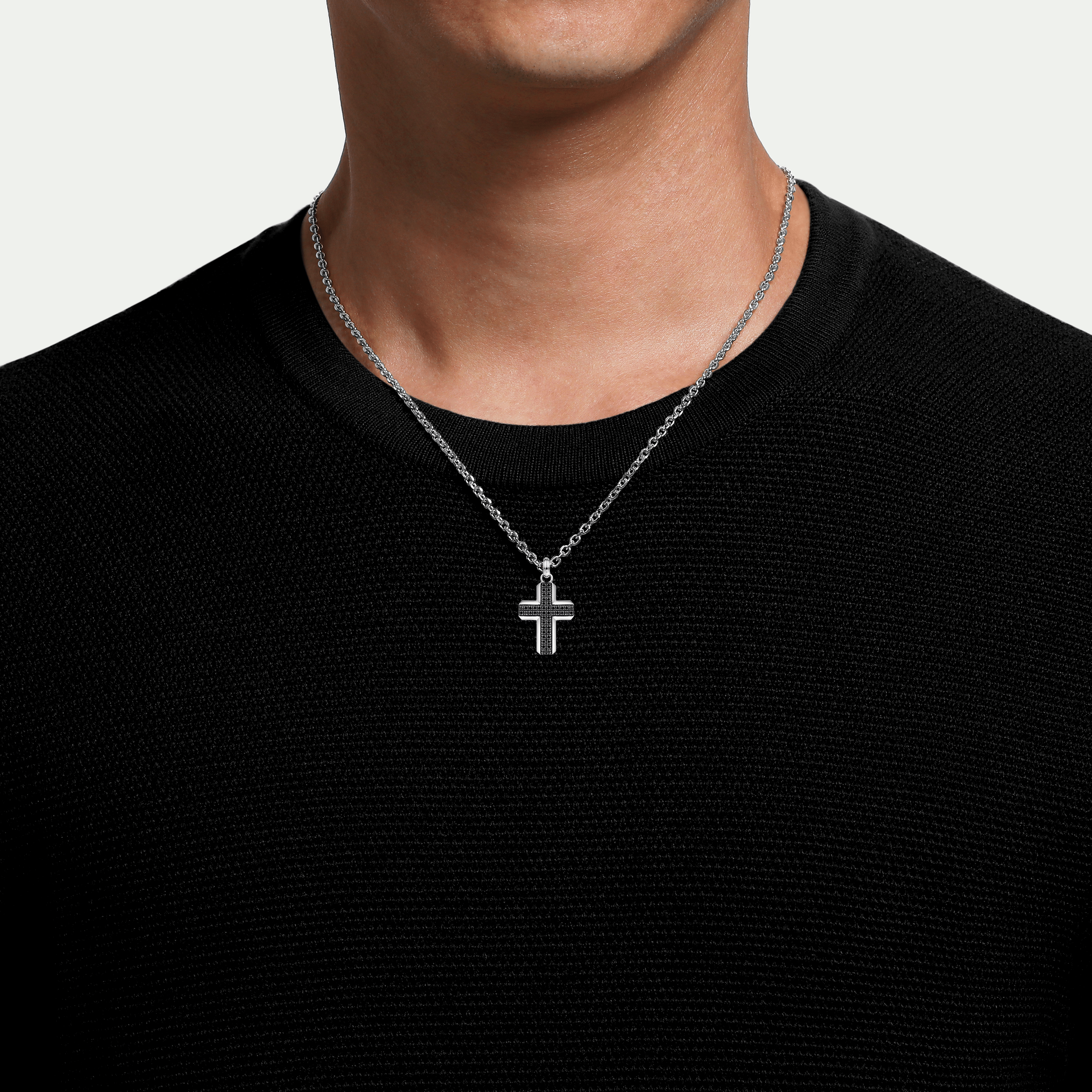 925 Sterling Silver Black Spinel Cross
