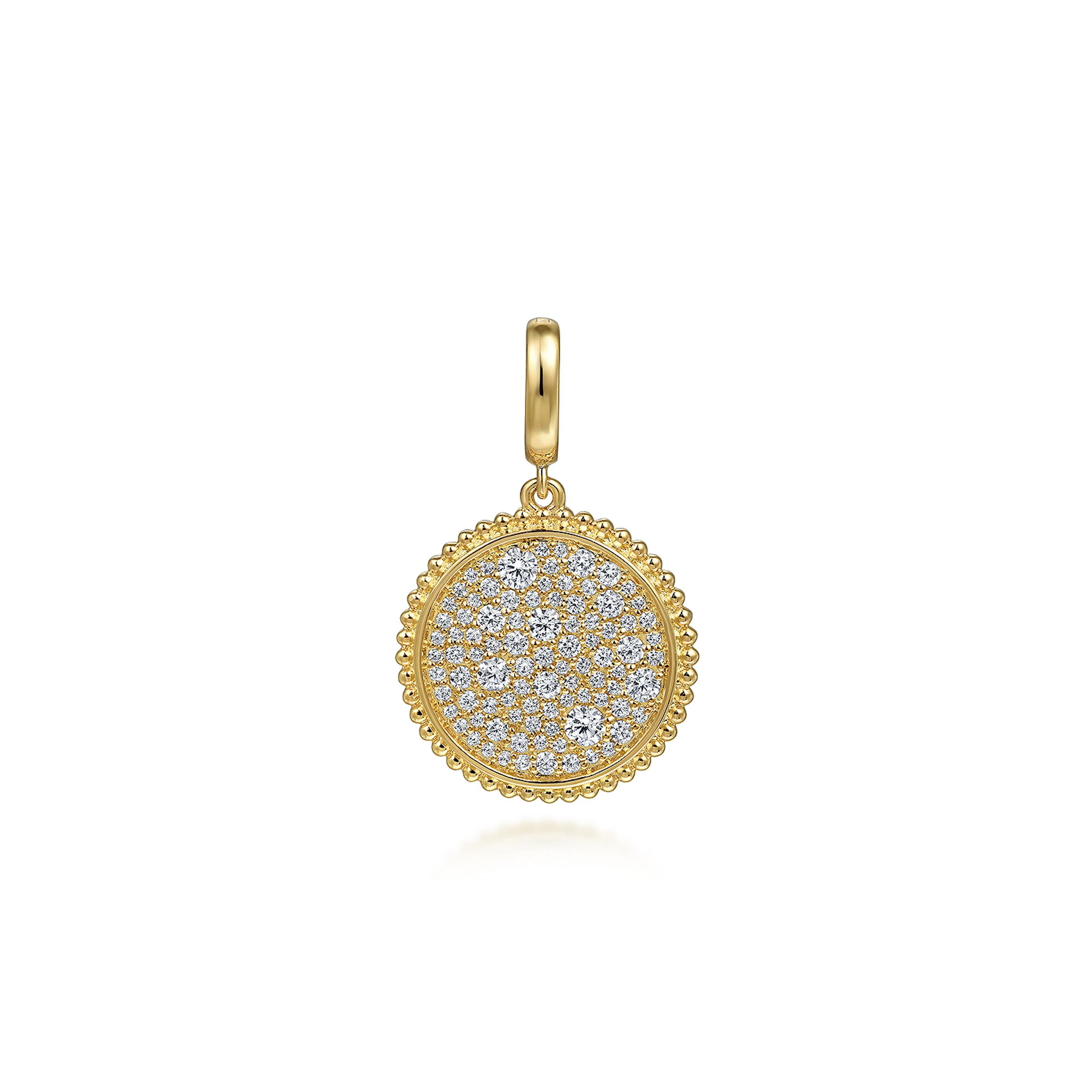14K Yellow Gold Diamond Pave Bujukan Medallion Pendant