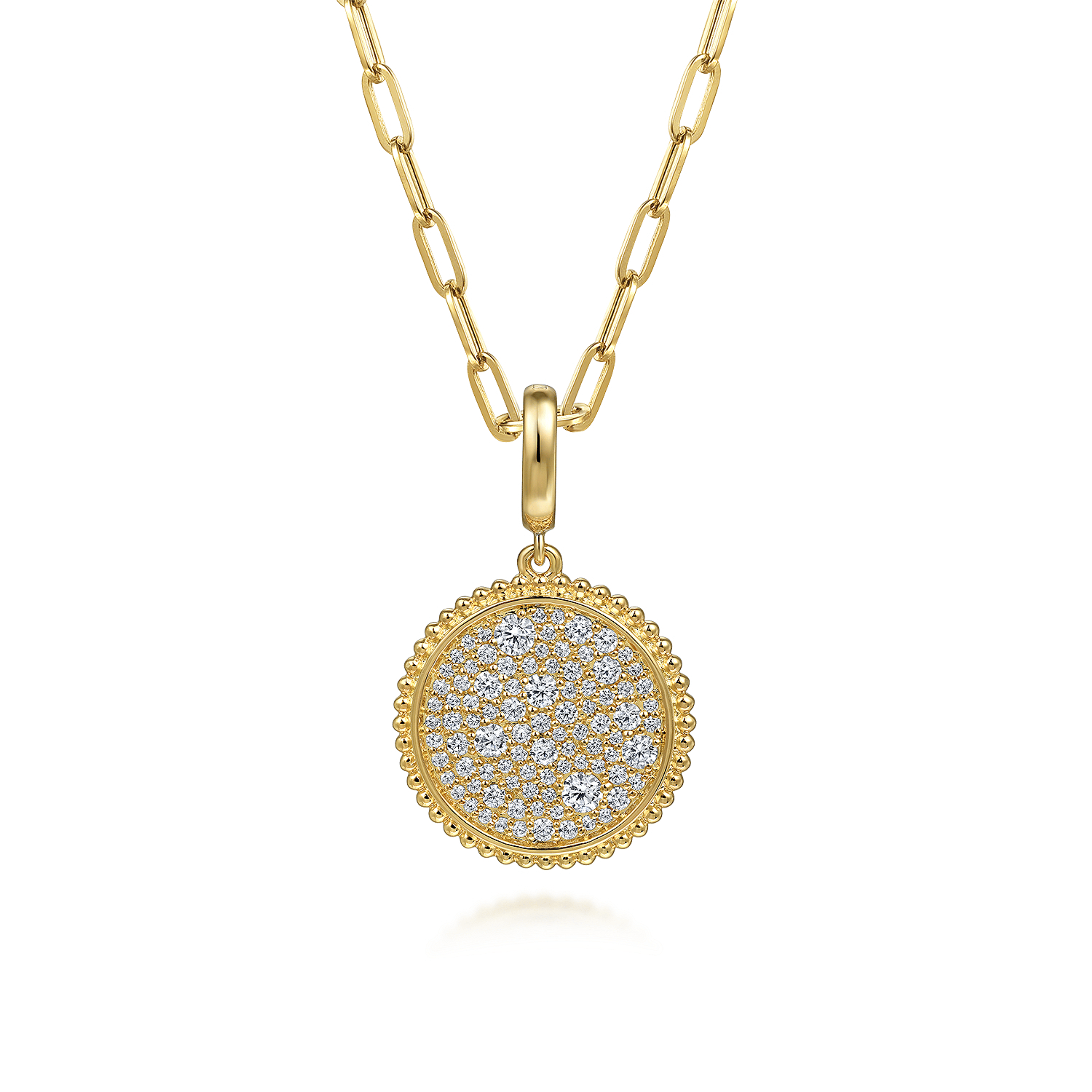 14K Yellow Gold Diamond Pave Bujukan Medallion Pendant