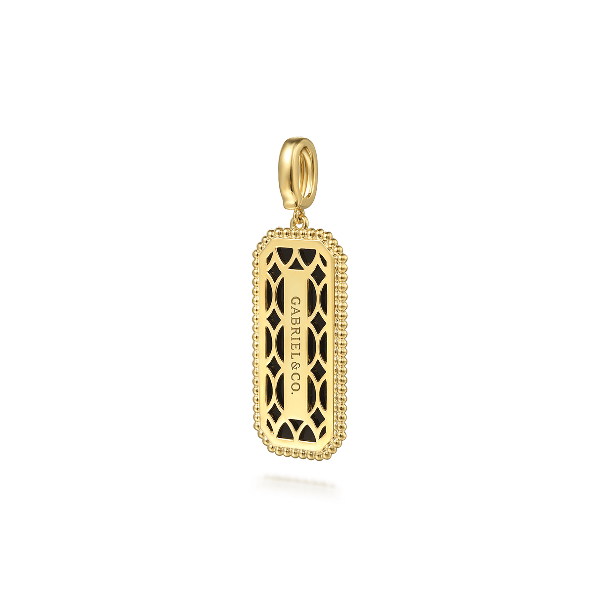 14K Yellow Gold Diamond and Onyx Bujukan Medallion Pendant