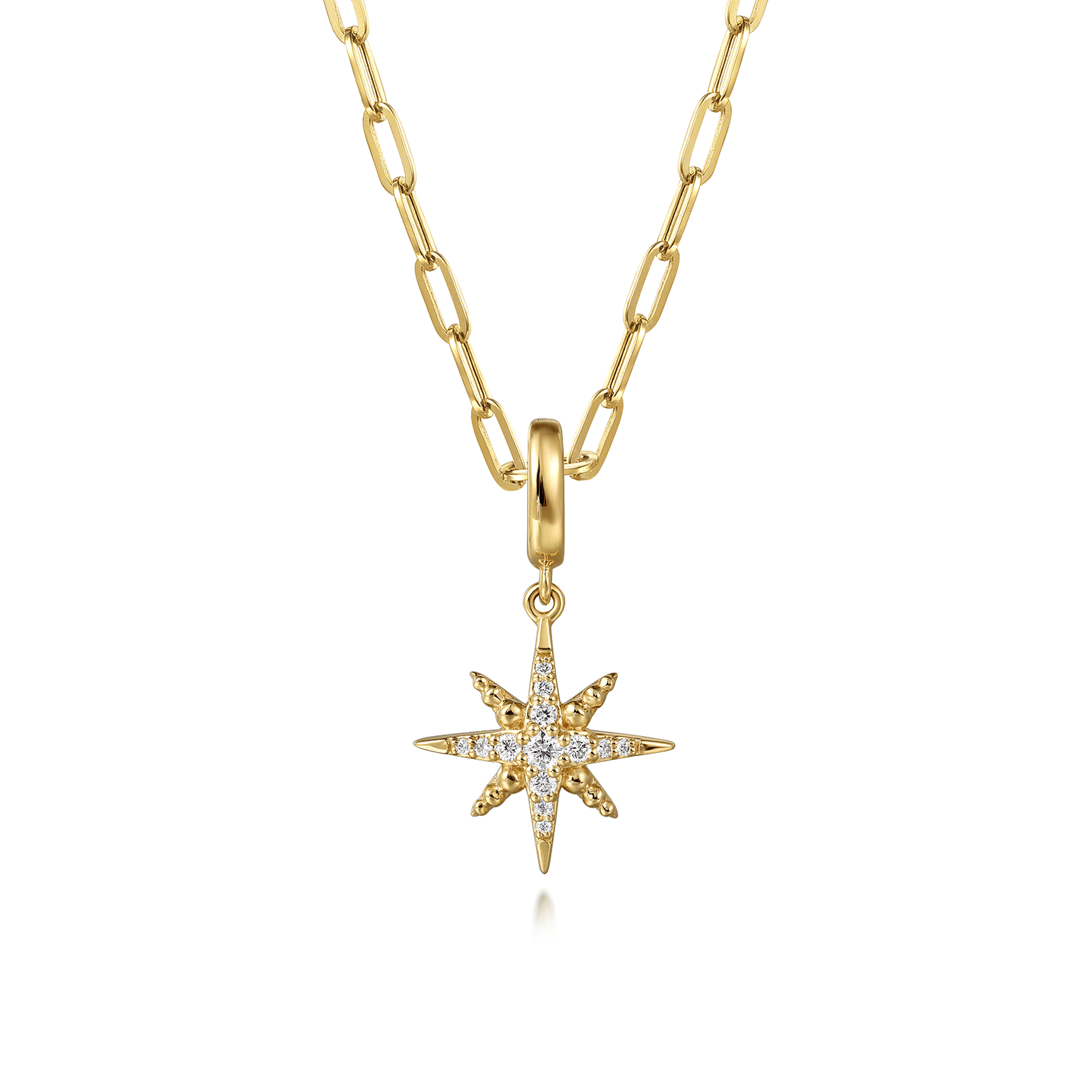 14K Yellow Gold Diamond Star Charm Pendant