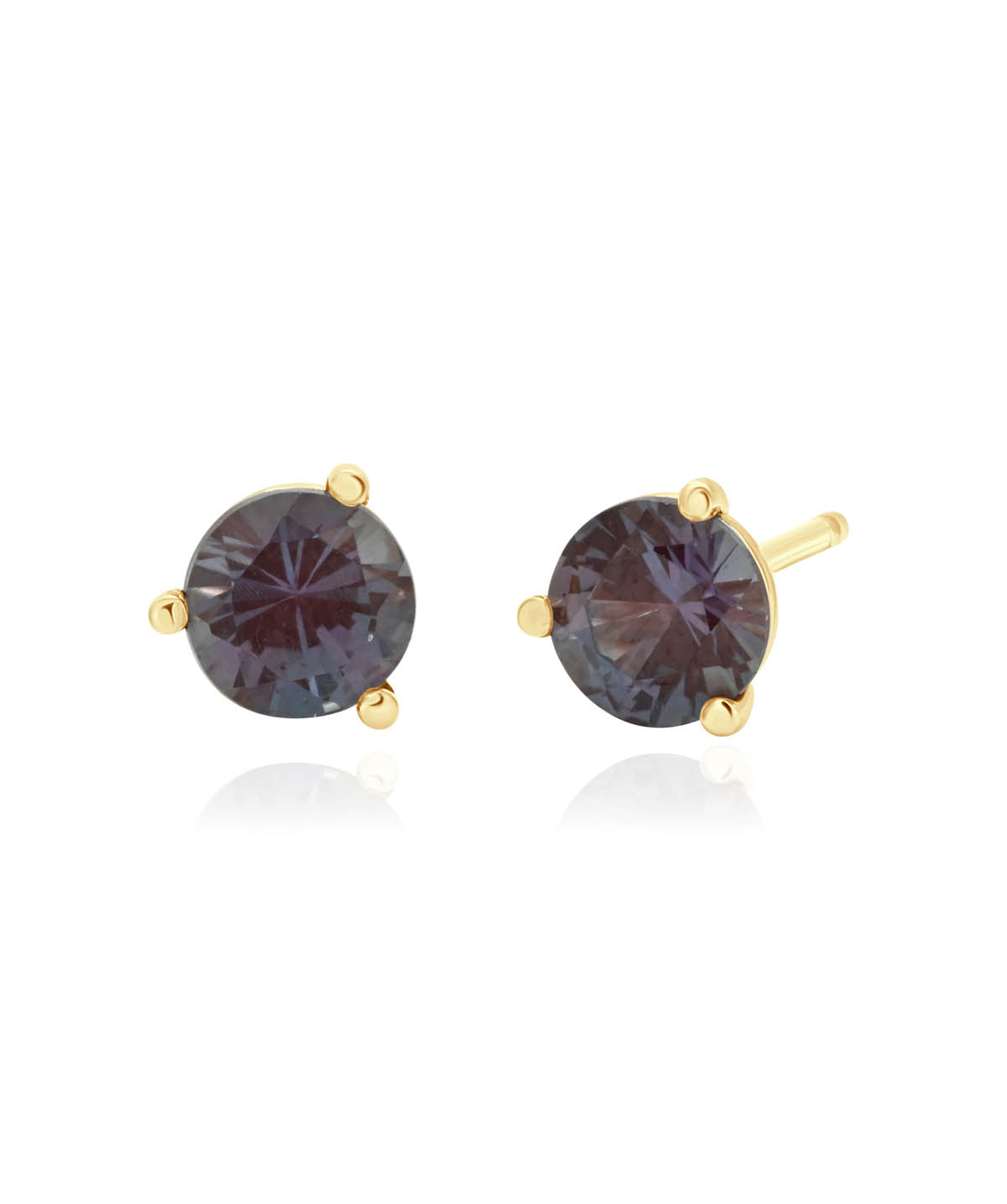 14K Yellow Gold 5mm Lab Grown Alexandrite Stud Earrings